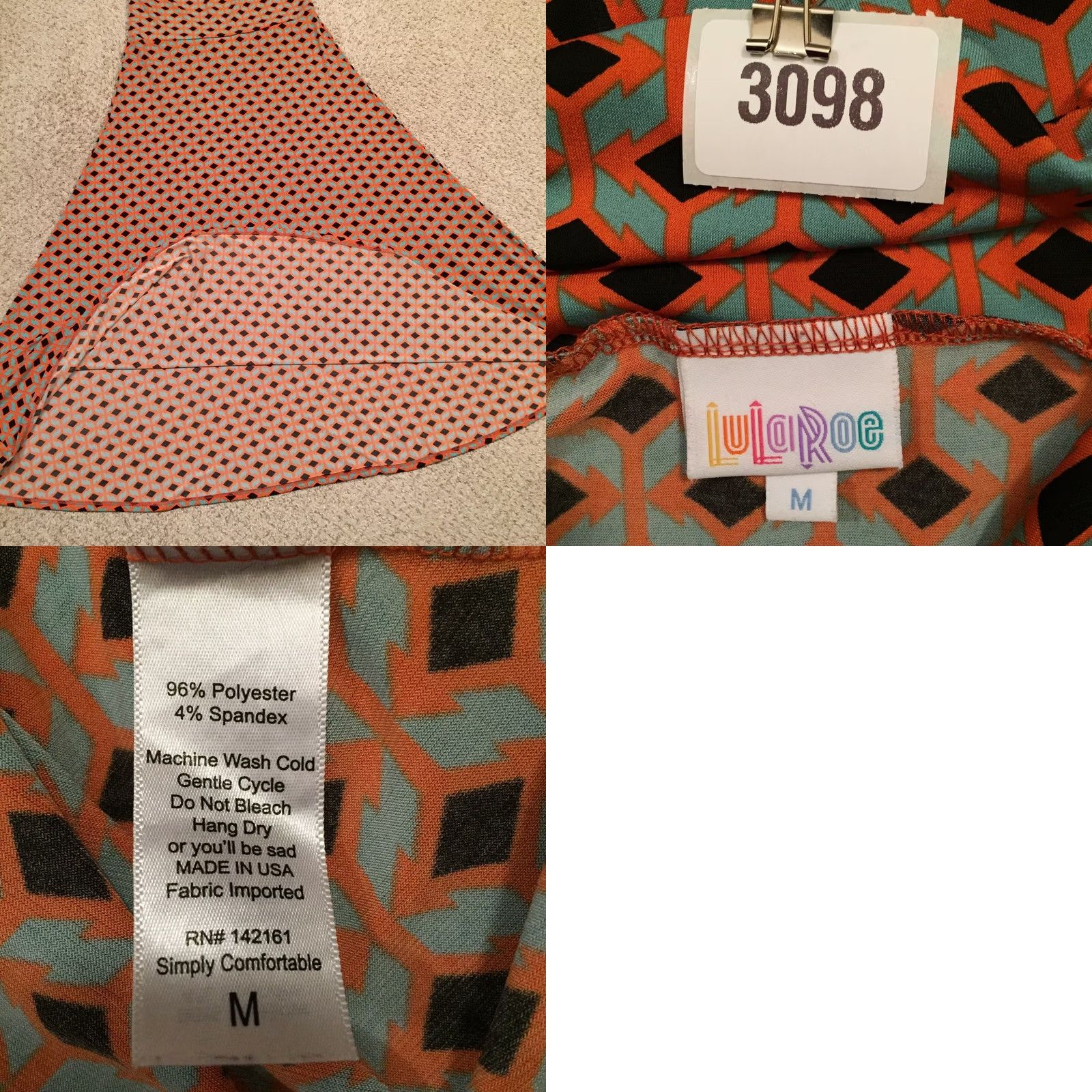 Vintage LuLaRoe Skirt Womens M Orange Maxi Green Geometric Long Unlined Pull Size 32" / US 10 / IT 46 - 8 Thumbnail