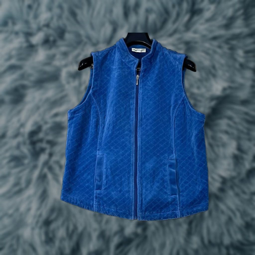Jim Thompson Norm Thompson Vest Womens Large Blue Quilted Full Zip Pockets Outdoor Size L / US 10 / IT 46 - 1 Thumbnail