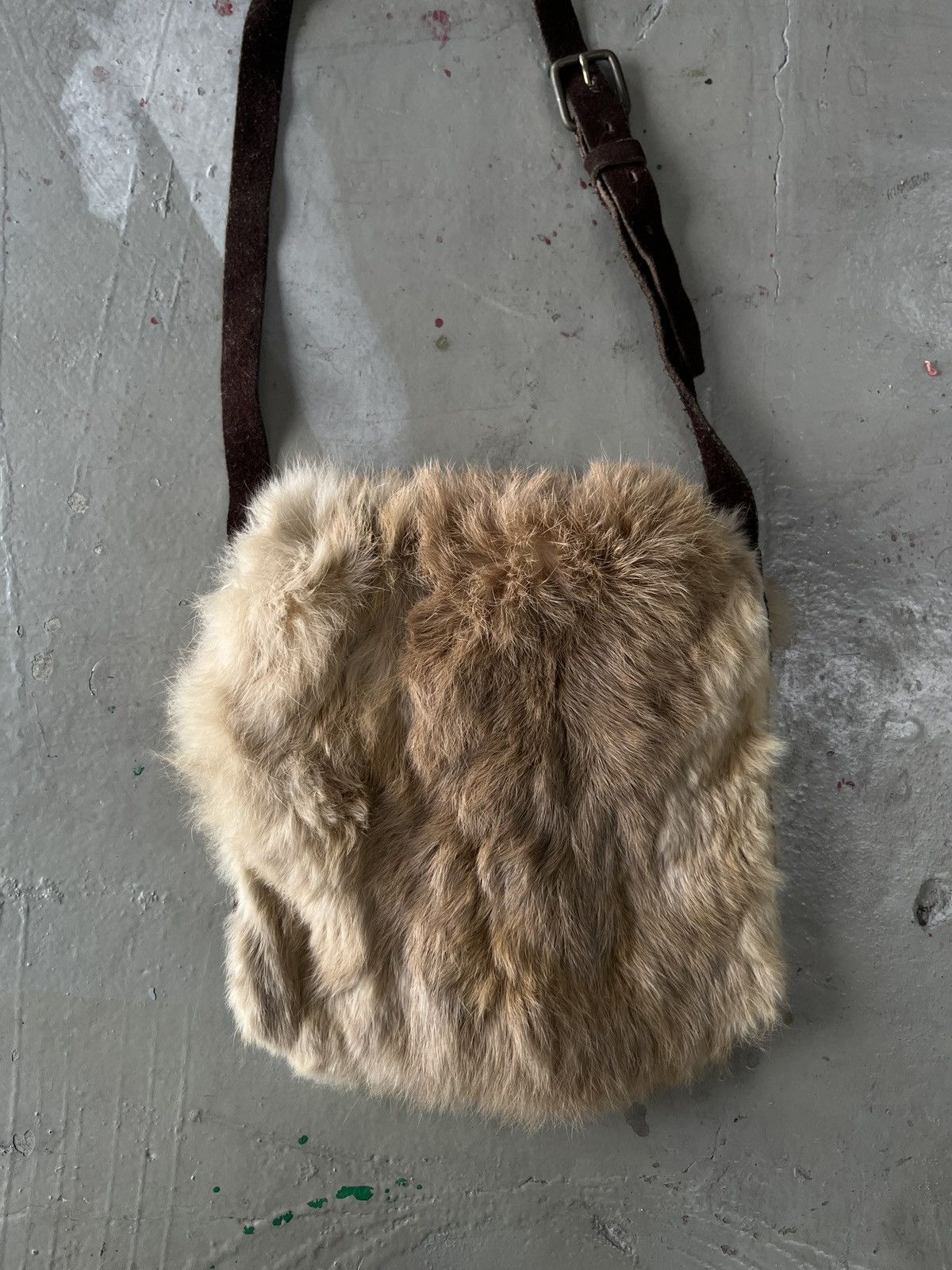 14th Addiction LGB GOA Leather Suede Rabbit Fur Margiela Style Sling Bag Size ONE SIZE - 5 Thumbnail