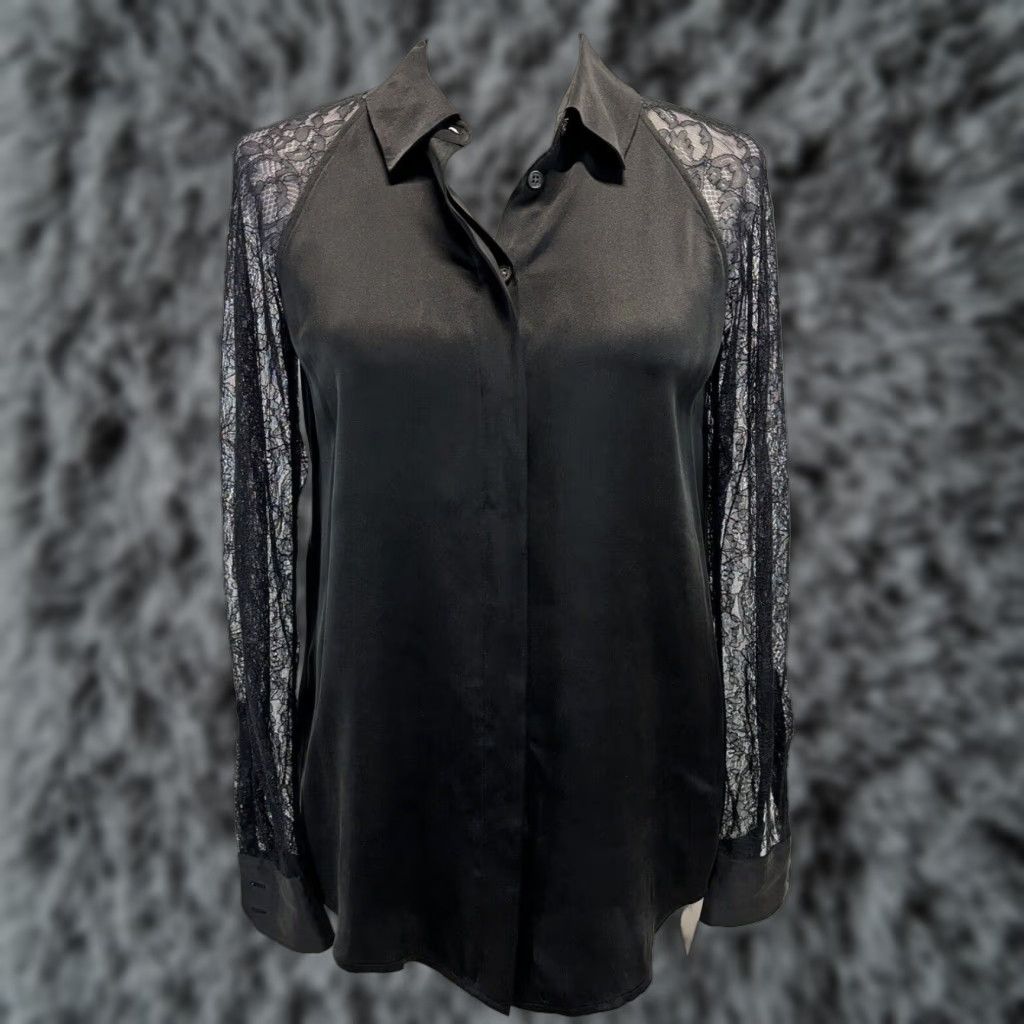 Equipment Equipment Femme Quinn Silk Lace Blouse Shirt Women's XS Black Size XS / US 0-2 / IT 36-38 - 1 Thumbnail