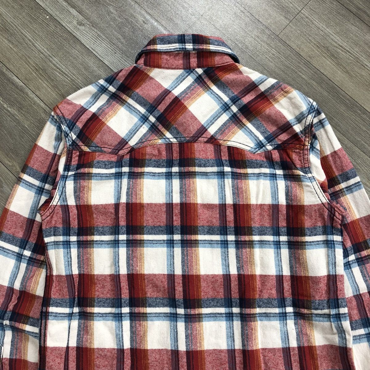 If Six Was Nine × Japanese Brand × Le Grande Bleu (L.G.B.) 2000's GOA Unfinished Plaid Punk Style Western Shirt Flannel Size US M / EU 48-50 / 2 - 14 Thumbnail