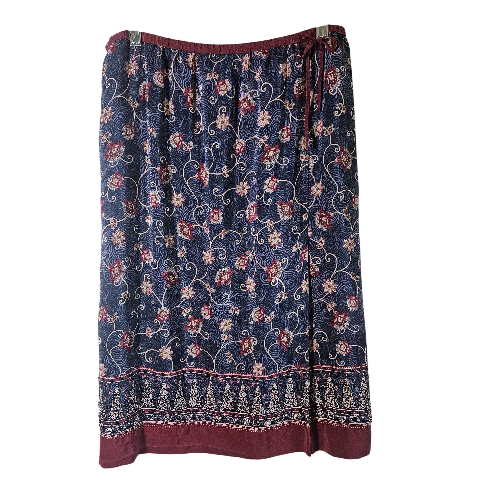 Liz Claiborne VTG Liz Claiborne Blue 100%Silk Skirt 10 Boho Boho Cottage Size 32" / US 10 / IT 46 - 2 Thumbnail