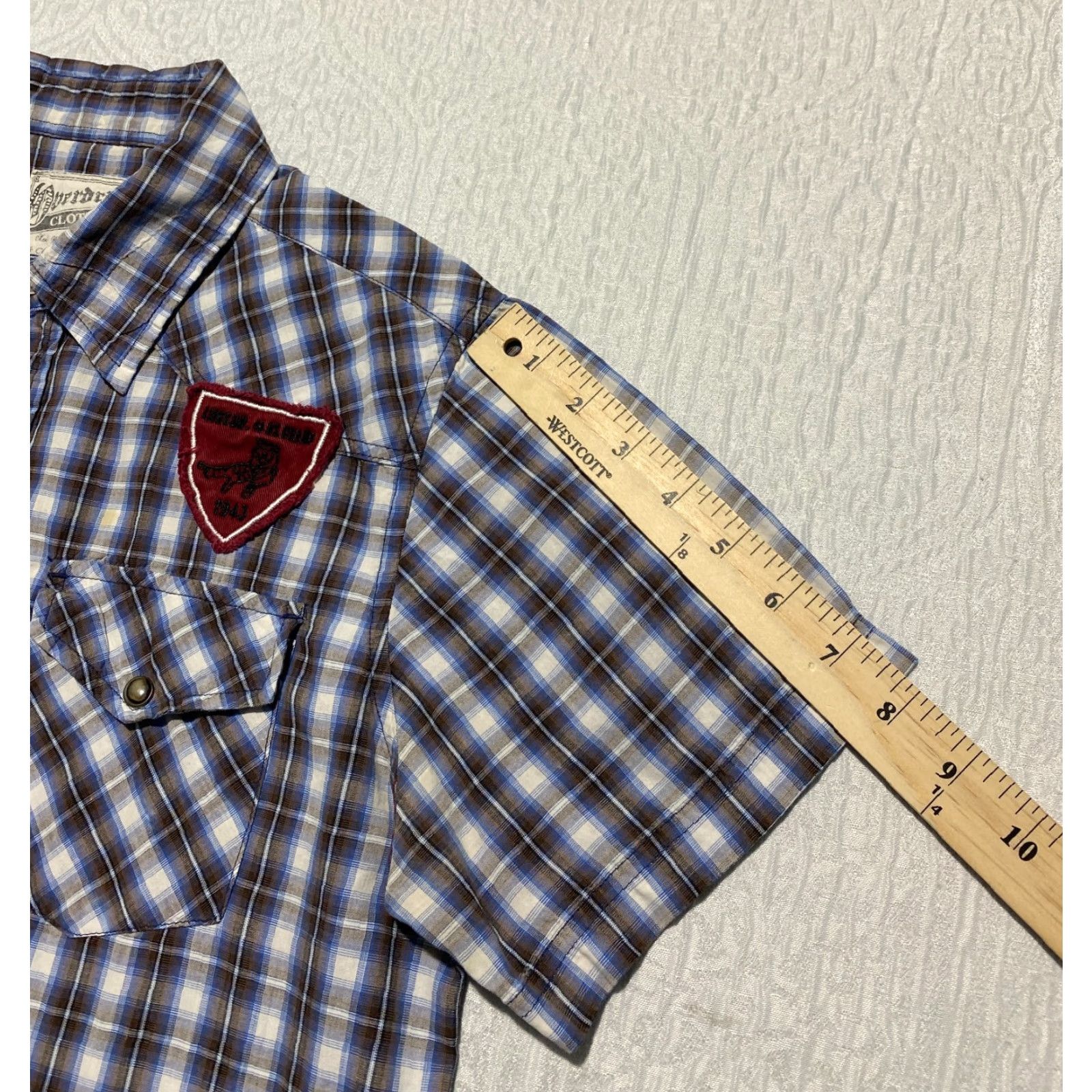 Vintage Overdrive Clothing Shirt Mens S Blue Plaid Pearl Snap Casual Western Cowboy Size US S / EU 44-46 / 1 - 7 Thumbnail