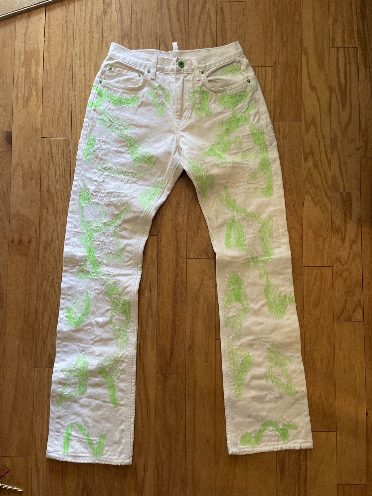 Endless Endless Denim White Green Jeans 38 | Grailed