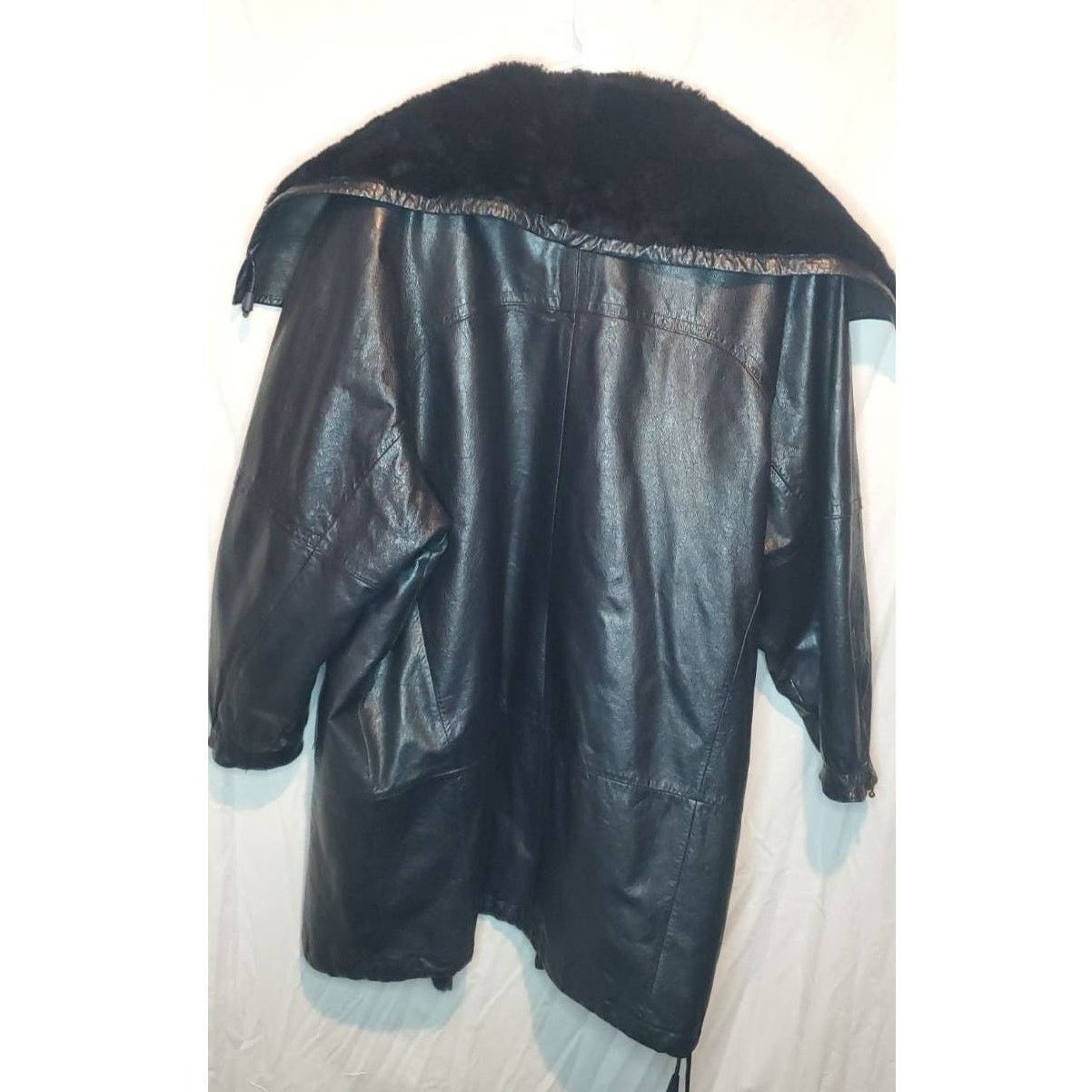 Other Frihansa Black Leather Jacket with Sherpa Collar Size 12 Size XL / US 12-14 / IT 48-50 - 2 Thumbnail
