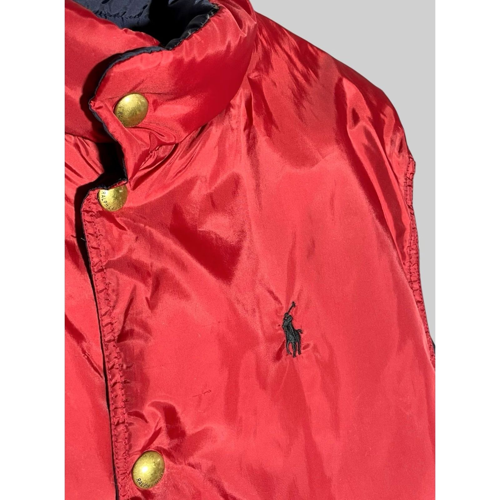Ralph Lauren Polo Ralph Lauren Puffer Down Vest Reversible Men’s Mid-Length Nylon Zip Button Red Dark Blue L Size US L / EU 52-54 / 3 - 4 Thumbnail