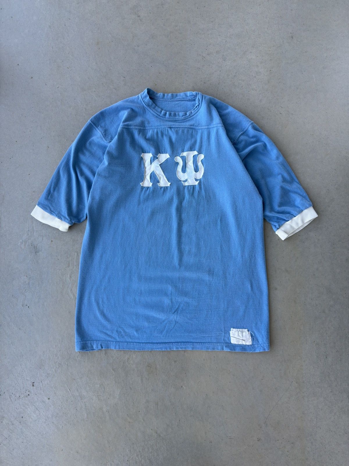 Vintage Vintage 70s Light Blue Cotton Fraternity Football Jersey Size US L / EU 52-54 / 3 - 1 Thumbnail