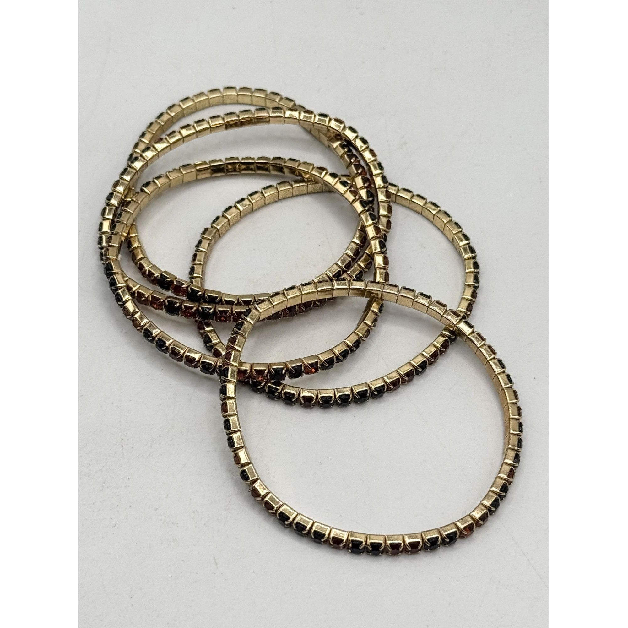 Vintage Vintage brown & black rhinestone stretch five strand bracele Size ONE SIZE - 5 Thumbnail
