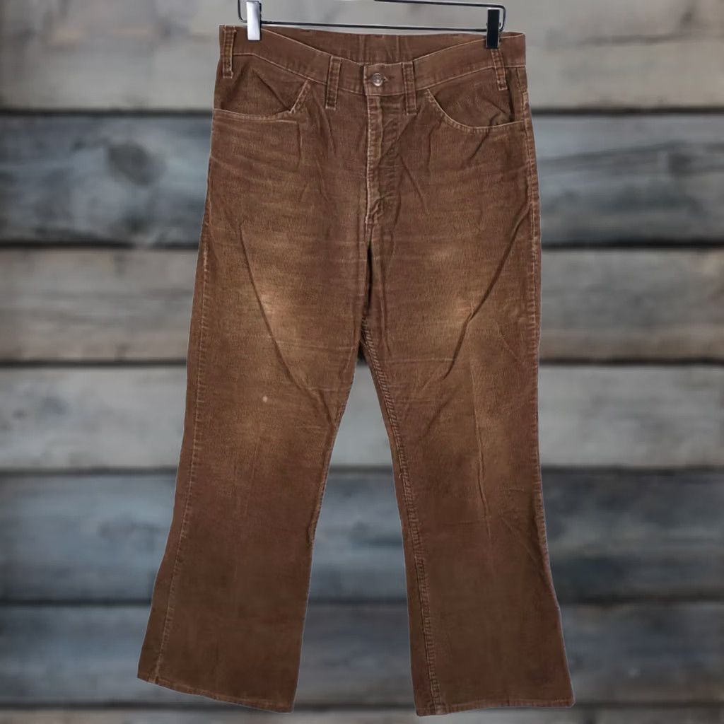 Levi's VINTAGE Levi's 646 Flare Corduroy Pants Men 32 x 29 Brown Talon Disco 70s/80s Vintage/Retro 80s Mens Pants Size US 32 / EU 48 - 1 Thumbnail