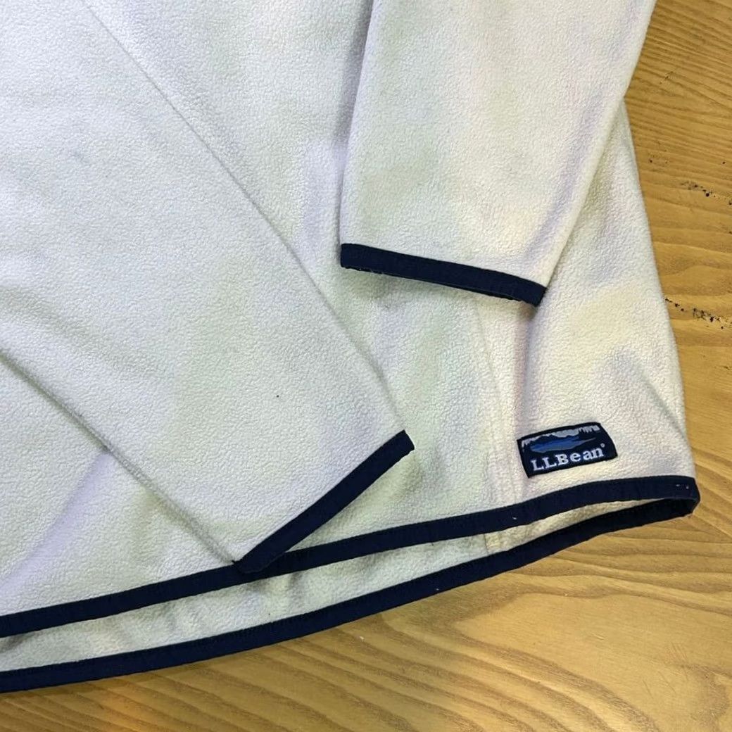 Vintage VINTAGE L.L.Bean White Quarter-Zip Fleece Pullover Navy Trim Womens MediumP Shirt Indoor Womens Size M / US 6-8 / IT 42-44 - 3 Thumbnail