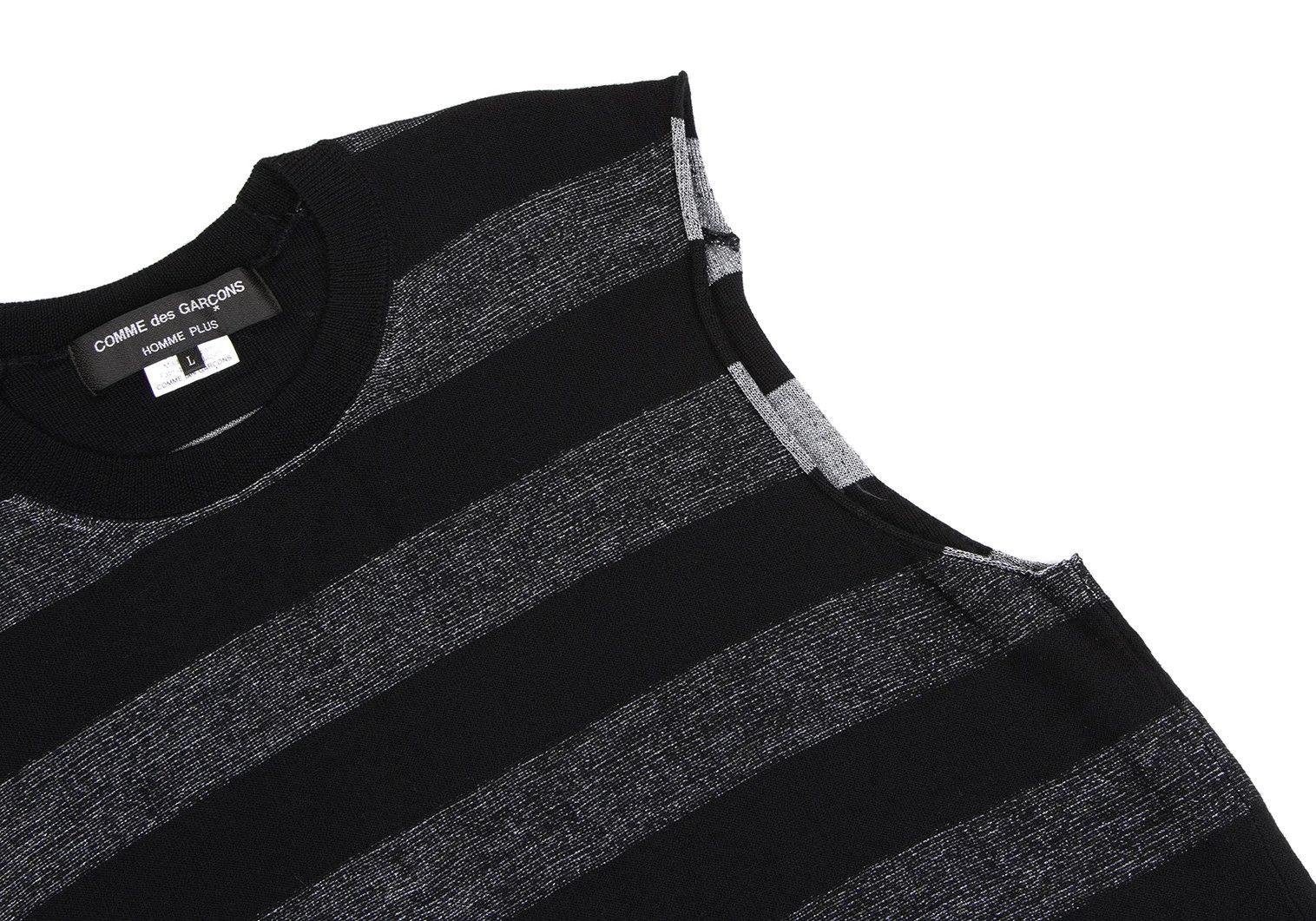 Comme des Garcons Homme Plus Black and Silver Striped Sleeveless Knit Vest, Size L Size US L / EU 52-54 / 3 - 3 Thumbnail