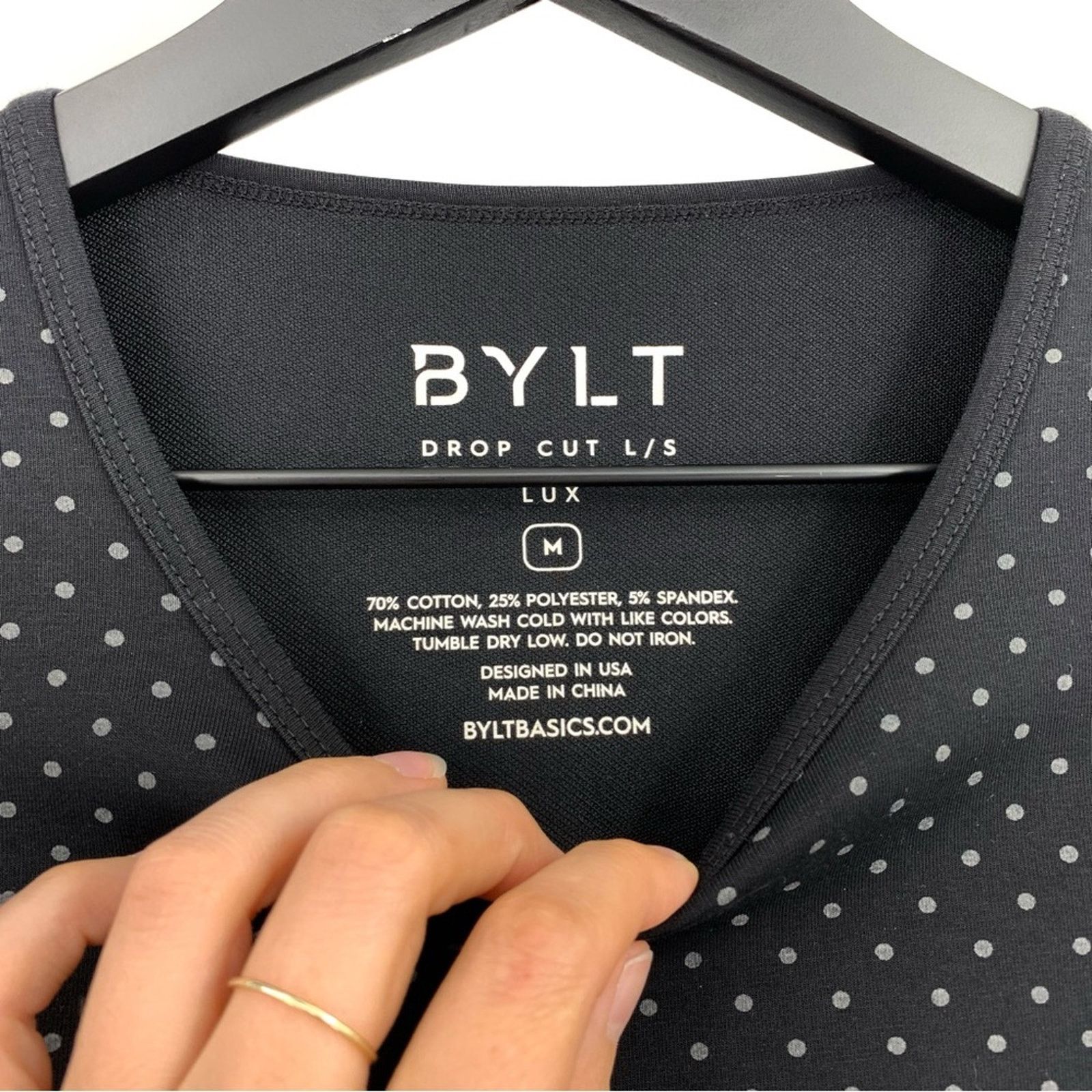 Other BYLT Lux Drop Cut Long Sleeve Washed Black Silver Polka Dot Size US M / EU 48-50 / 2 - 4 Thumbnail