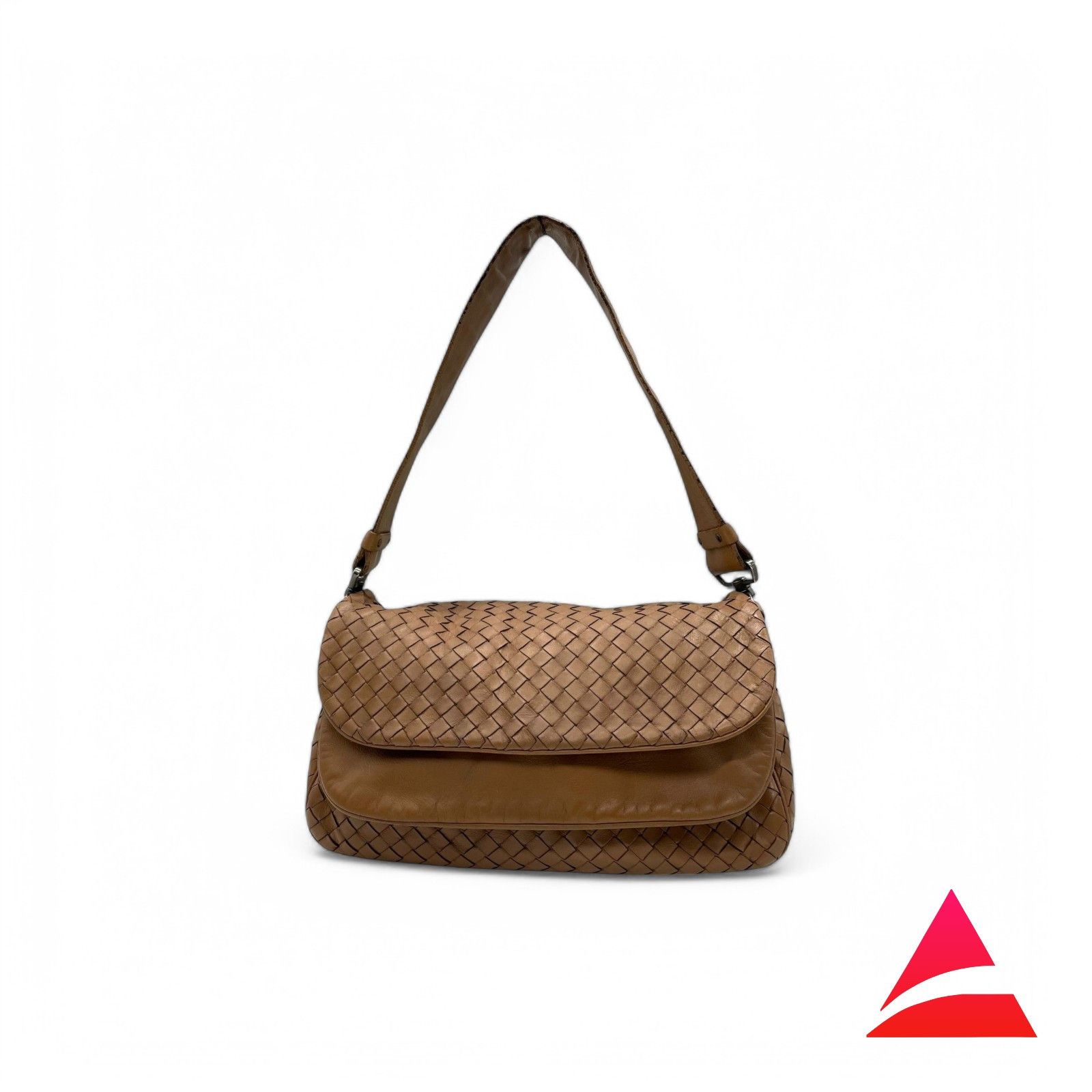 Bottega Veneta Bottega Veneta - Intrecciato Shoulder Bag Flap Brown Leather Size ONE SIZE - 1 Thumbnail