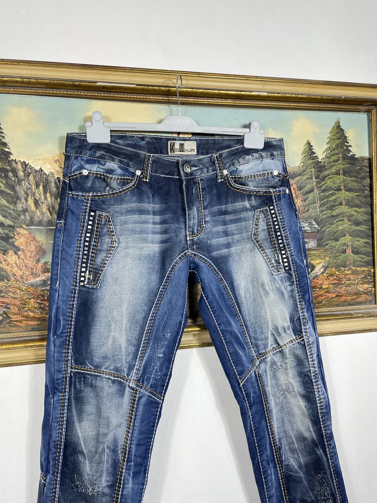 Japanese Brand Kosmo Lupo Navy Vintage Denim Jeans Avant Garde Trousers Size US 36 / EU 52 - 5 Thumbnail