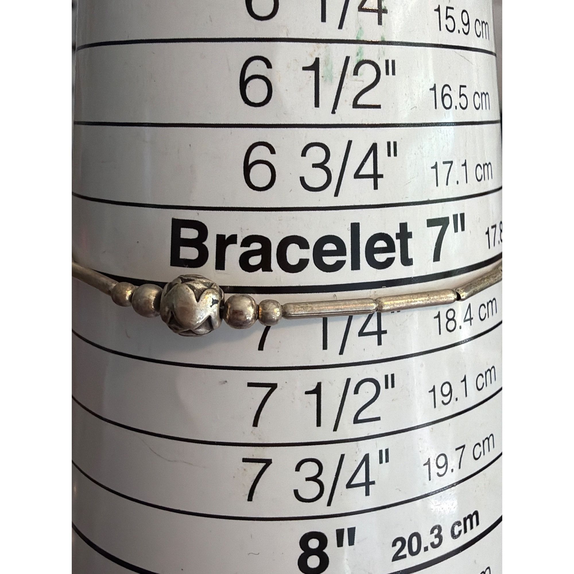 Other Silver Tone Dainty Bracelet Textured Rose Bead Screw Barrel Size ONE SIZE - 4 Thumbnail