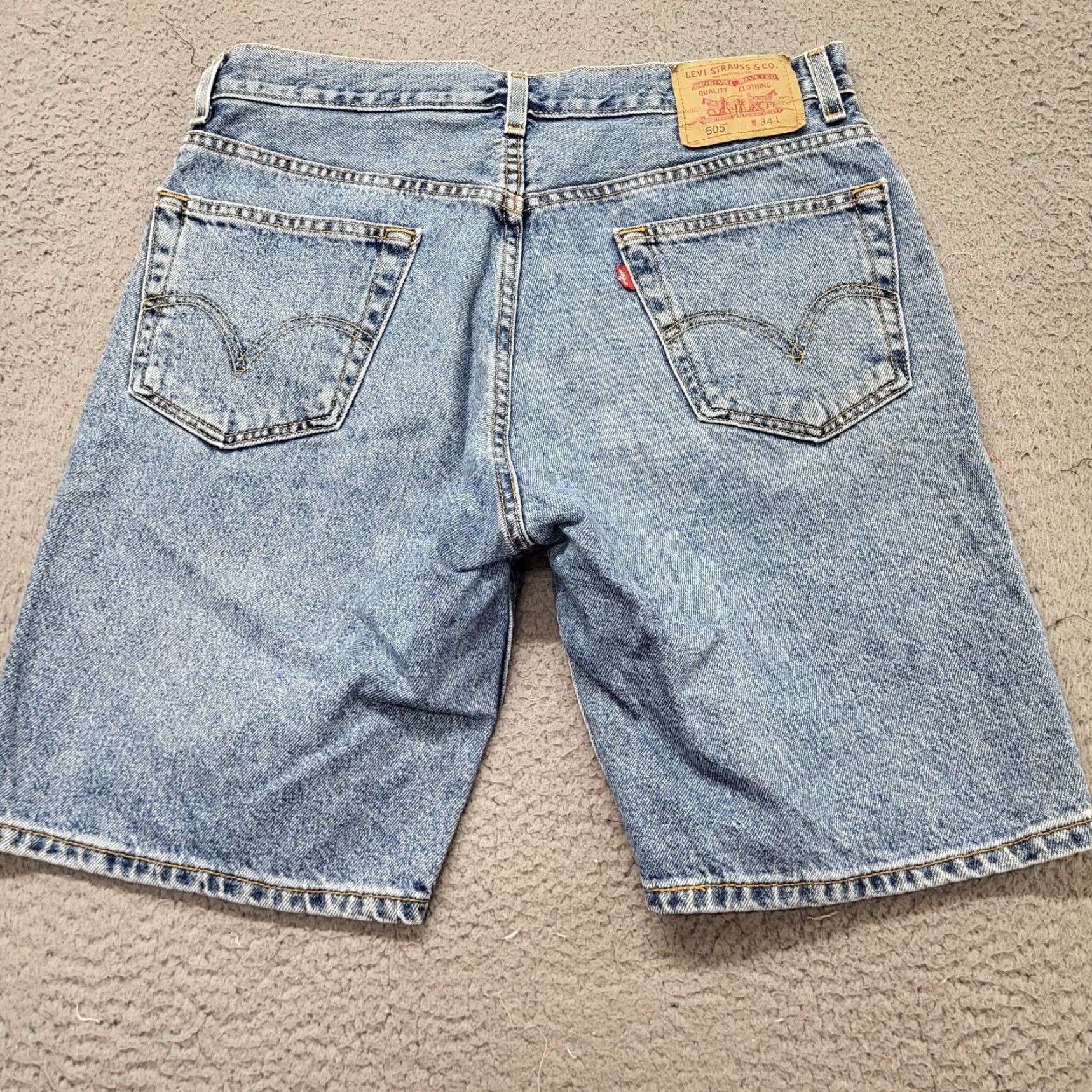 Levi's Levi's 505 Jean Shorts Men’s Size 34 Blue Denim Red Tab Casual Adult School Play Bermuda Shorts Regular Rise 5-Pocket Denim Blue Mens Size US 34 / EU 50 - 2 Thumbnail