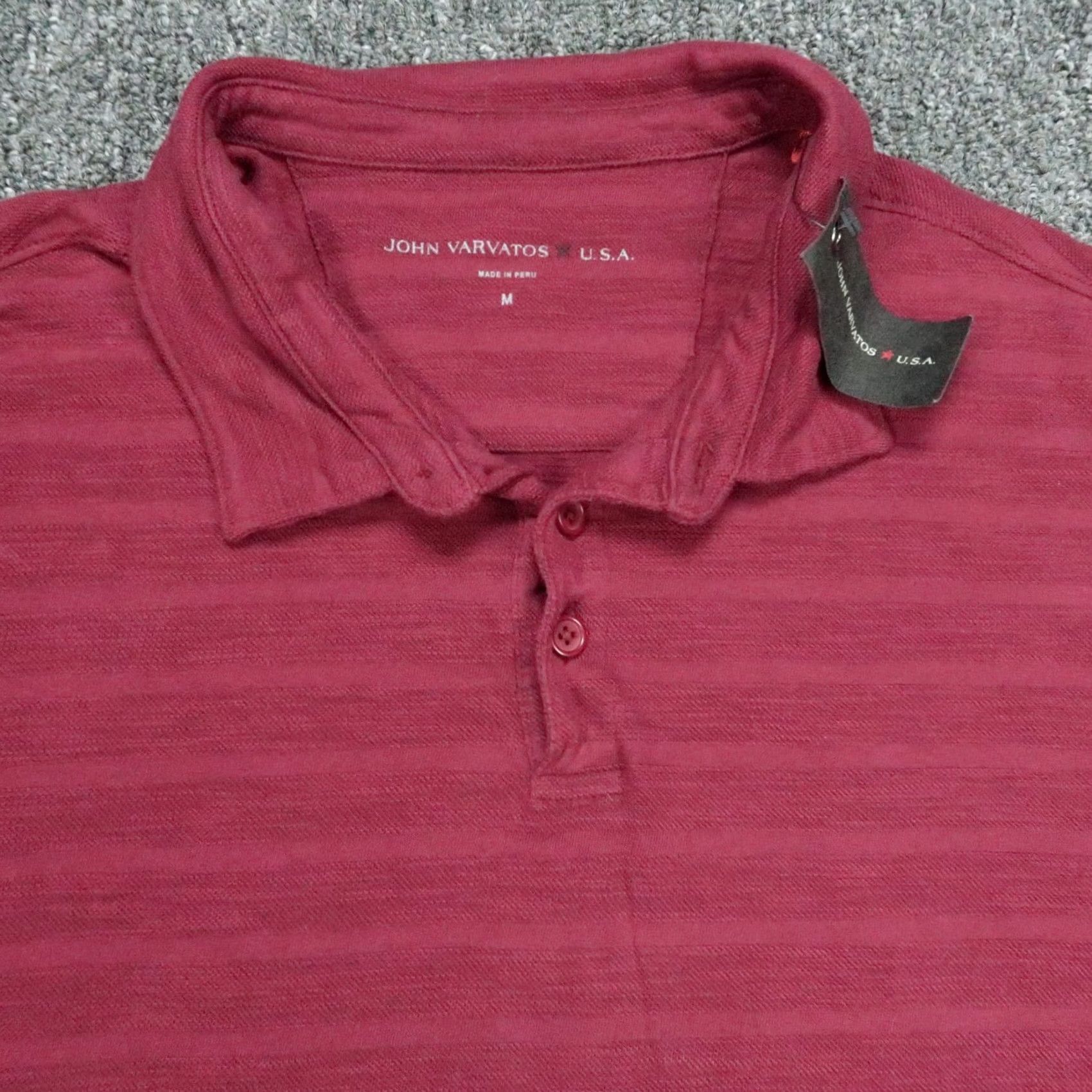 John Varvatos VINTAGE John Varvatos Shirt Mens Medium Red Striped Polo Short Sleeve Luxury Designer Size US M / EU 48-50 / 2 - 2 Thumbnail