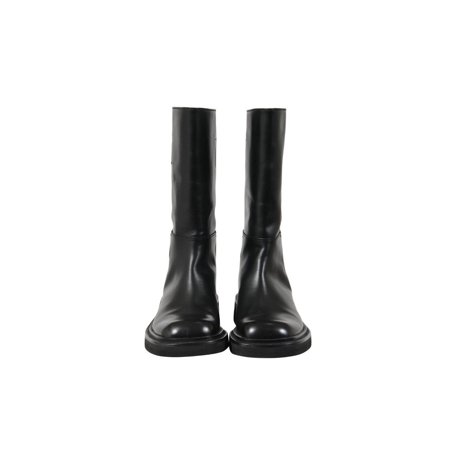 Prada Chunky Square Toe Boots Black Leather - 02104 Size US 7.5 / EU 40-41 - 2 Thumbnail
