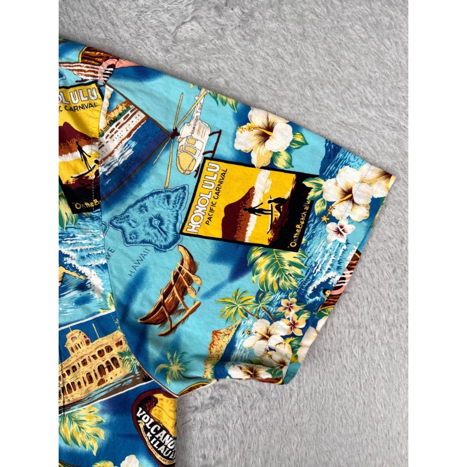 Vintage VINTAGE High Surf Shirt Adult 2XL Blue Floral Tiki Ukulele Button Up 100% Cotton Size US XXL / EU 58 / 5 - 2 Thumbnail