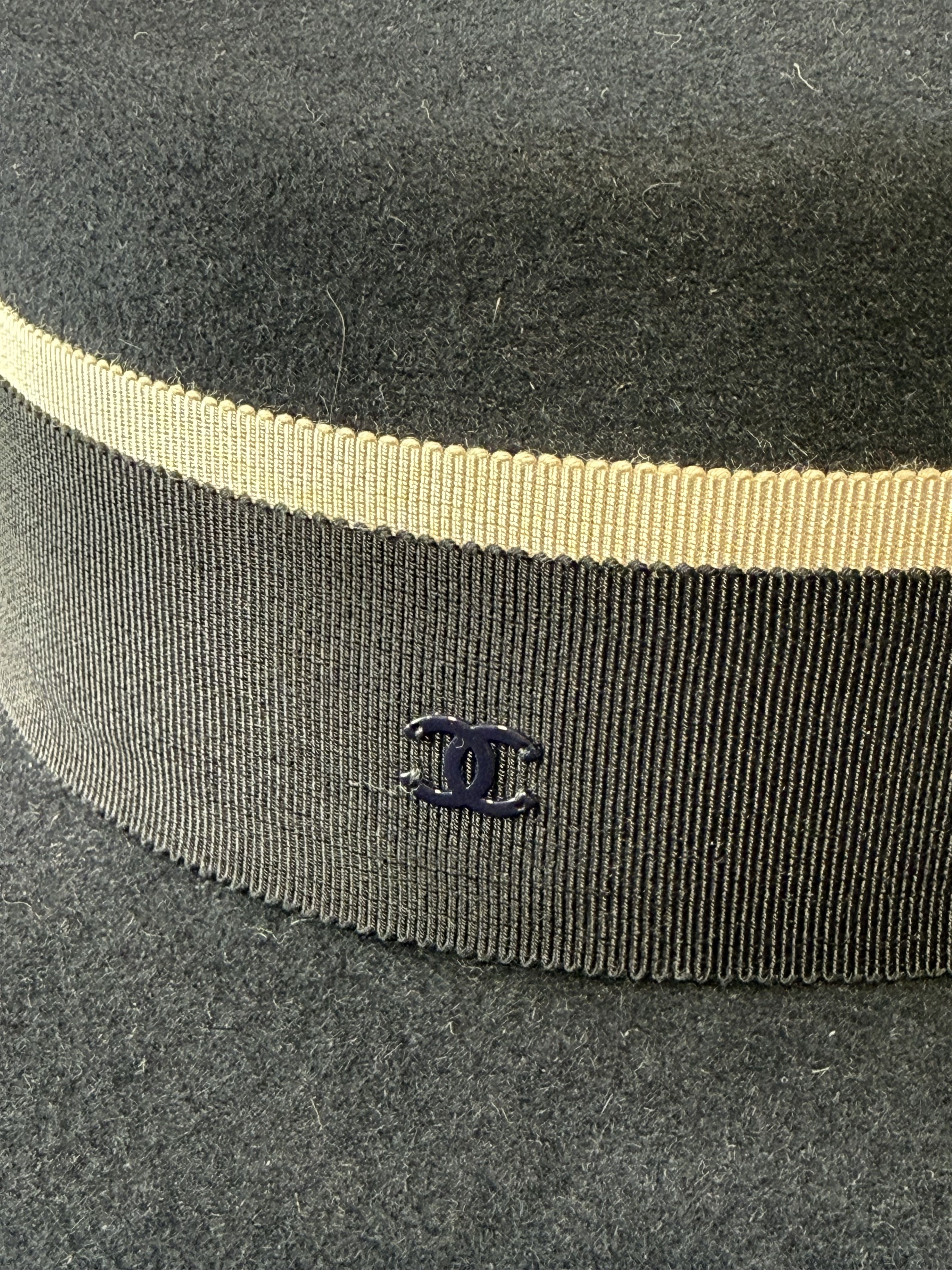 Chanel Chanel Navy Blue CC Rabbit Hair Felt Hat Size Medium Size ONE SIZE - 8 Thumbnail