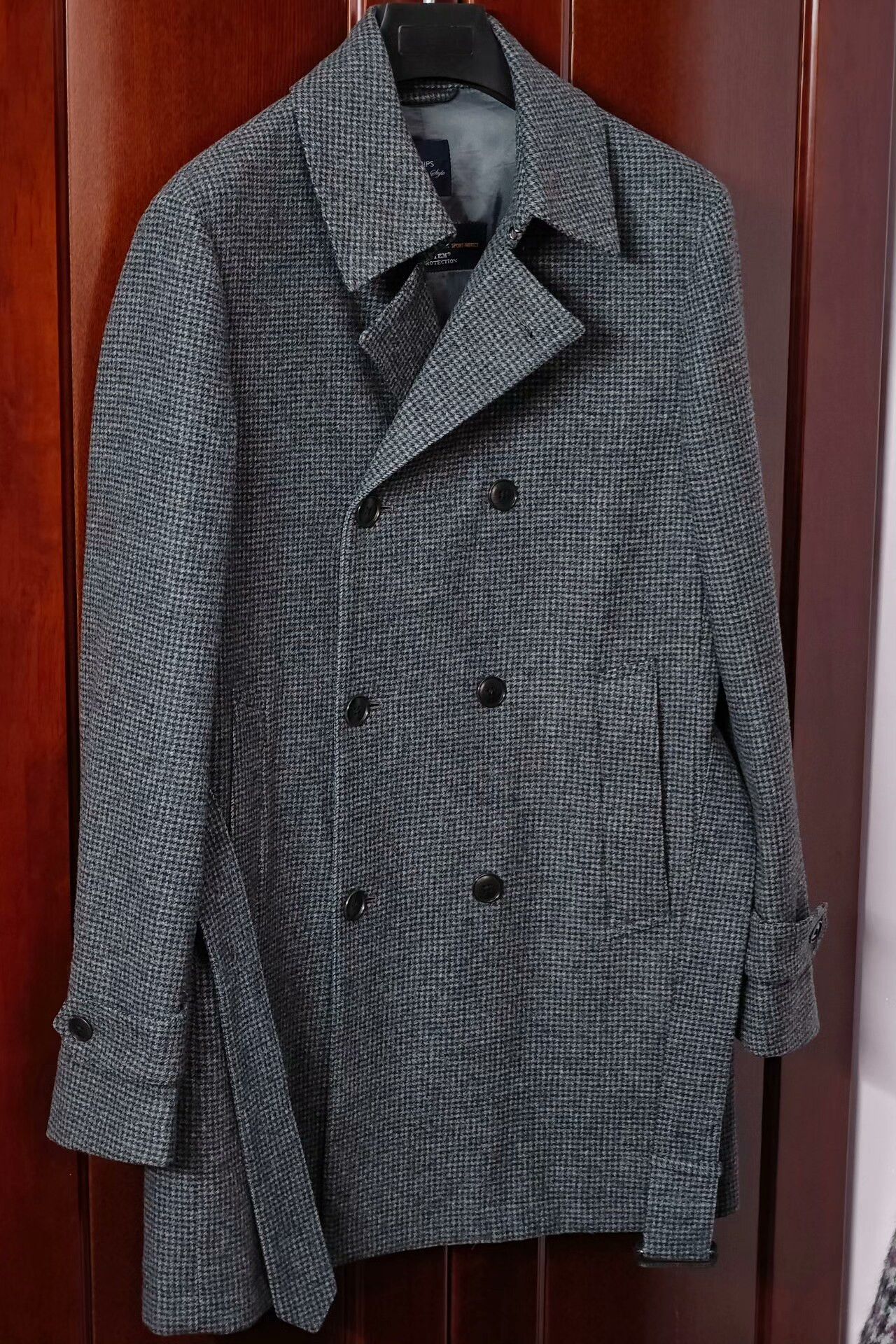 SHIPS Loro Piana Wool Coat with Houndstooth Pattern Size US L / EU 52-54 / 3 - 1 Thumbnail