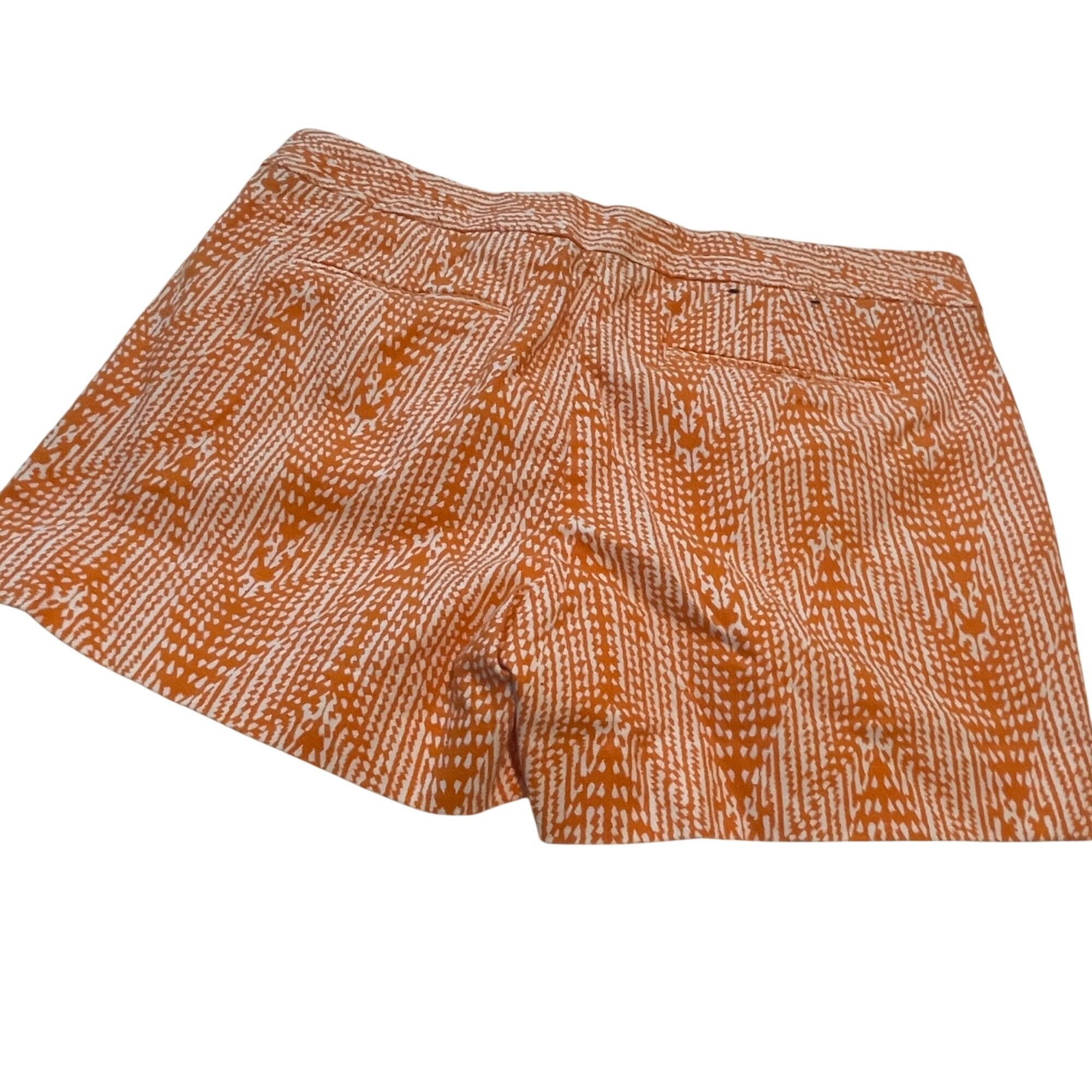 J.Crew J. Crew Orange & White Patterned Womens Shorts Size 6 Cotton Size 28" / US 6 / IT 42 - 2 Thumbnail