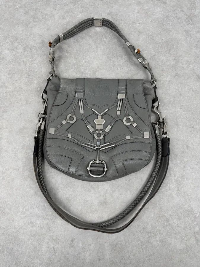 Gucci SS2010 Gucci Runway Techno Horsebit Grey Leather Hobo Bag by Frida Giannini Size ONE SIZE - 4 Thumbnail