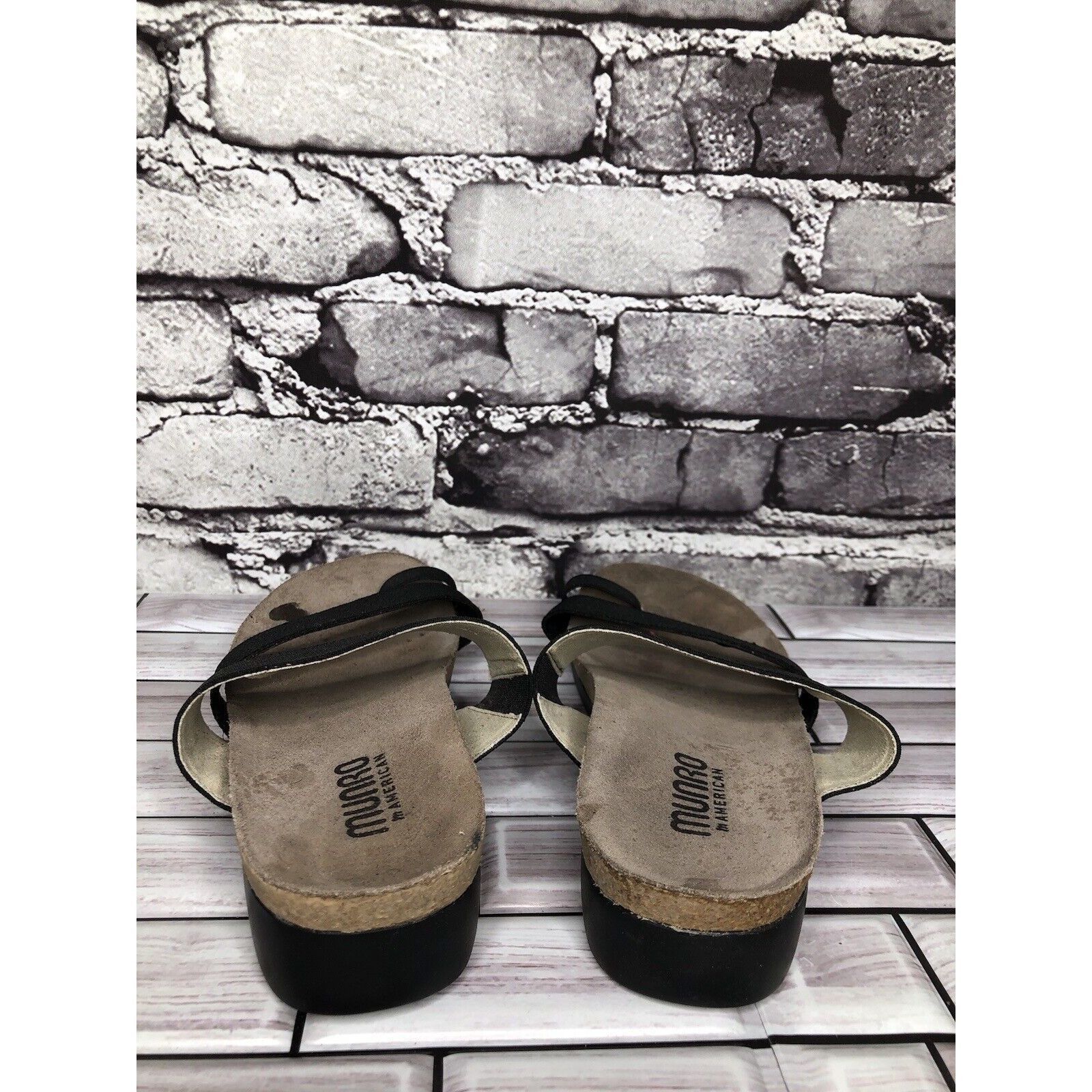 Other Munro American Black Textile Toe Slides Cork Wedge Sandals W Size US 6 / IT 36 - 4 Thumbnail