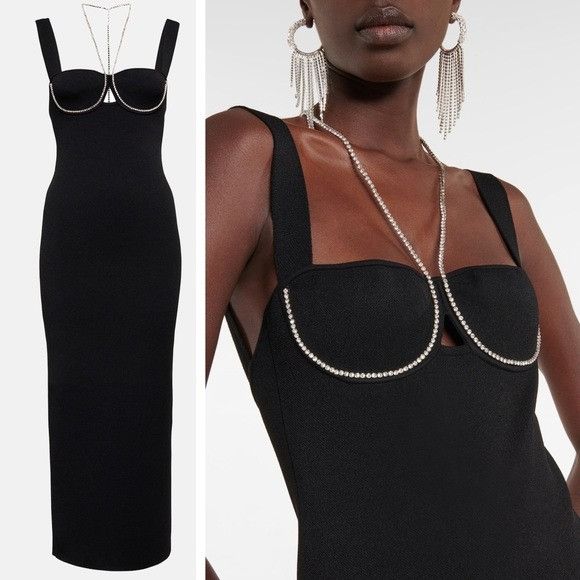 Galvan London Celeste embellished knit midi dress