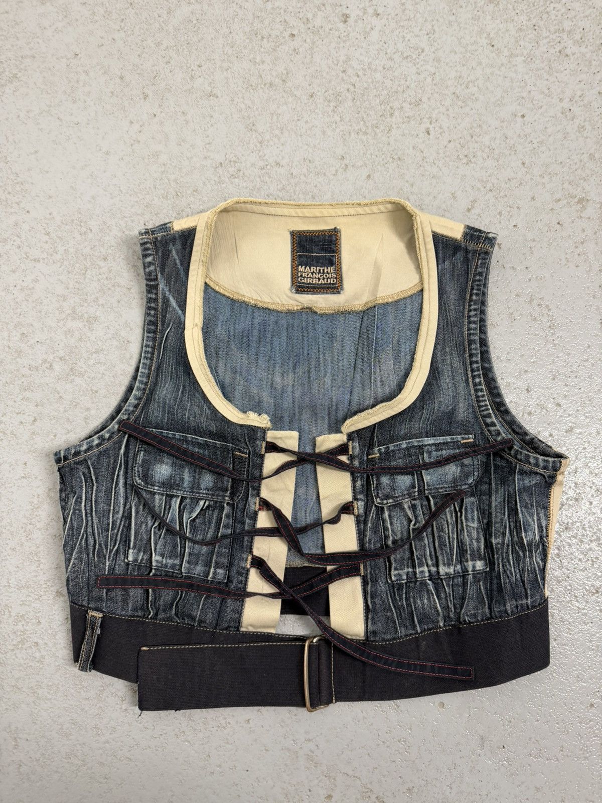 Marithe + Francois Girbaud Vintage 00s Marithe Francois Girbaud Denim Vest Size S / US 4 / IT 40 - 8 Thumbnail