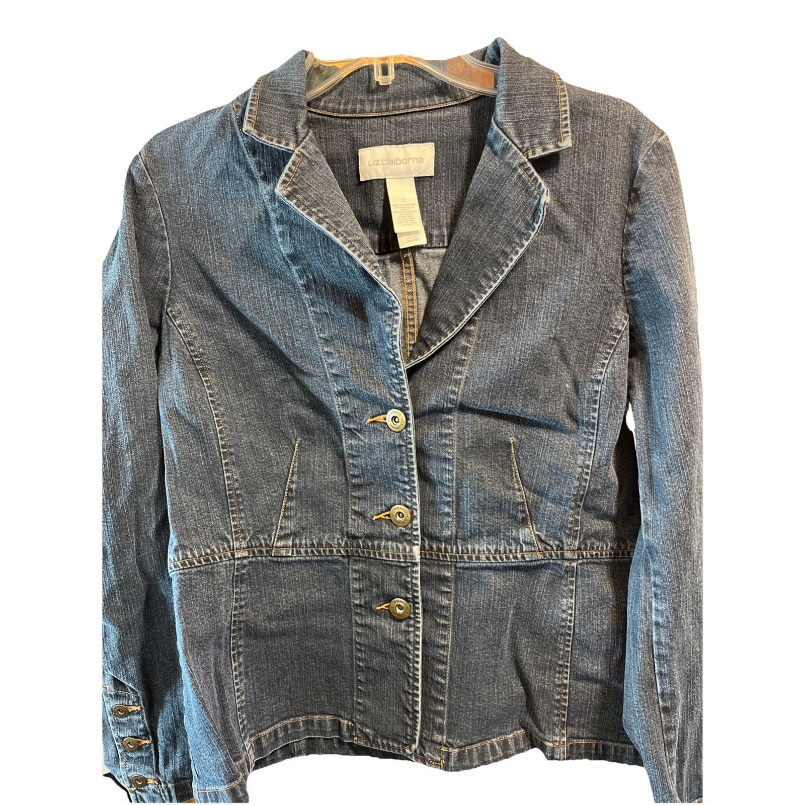 Liz Claiborne Liz Claiborne Jean Jacket Women Size 12 Blue 3 Button Cotton Size XL / US 12-14 / IT 48-50 - 2 Thumbnail