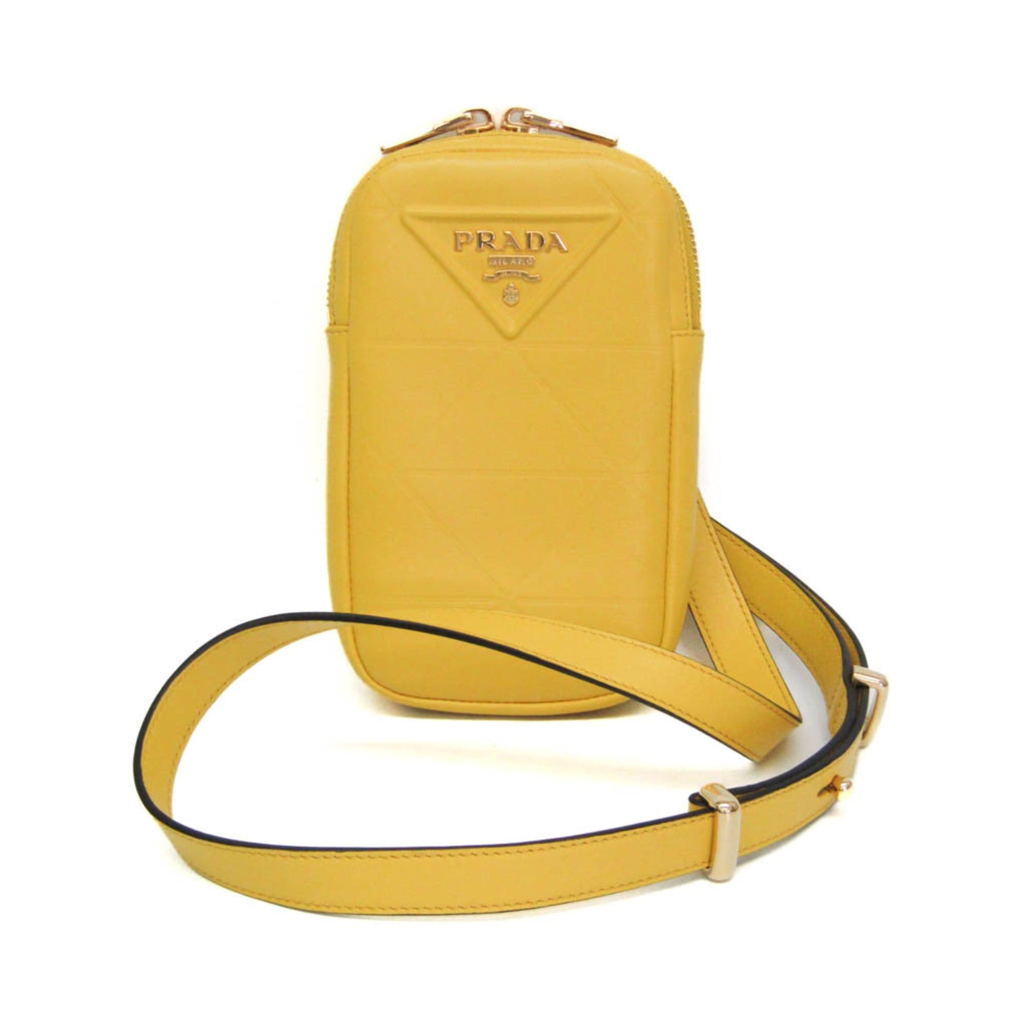 Prada Prada Small Shoulder Pouch PELLETTERIA 9Y21OM Women's Leather Pouch,Shoulder Bag Yellow Size ONE SIZE - 1 Thumbnail