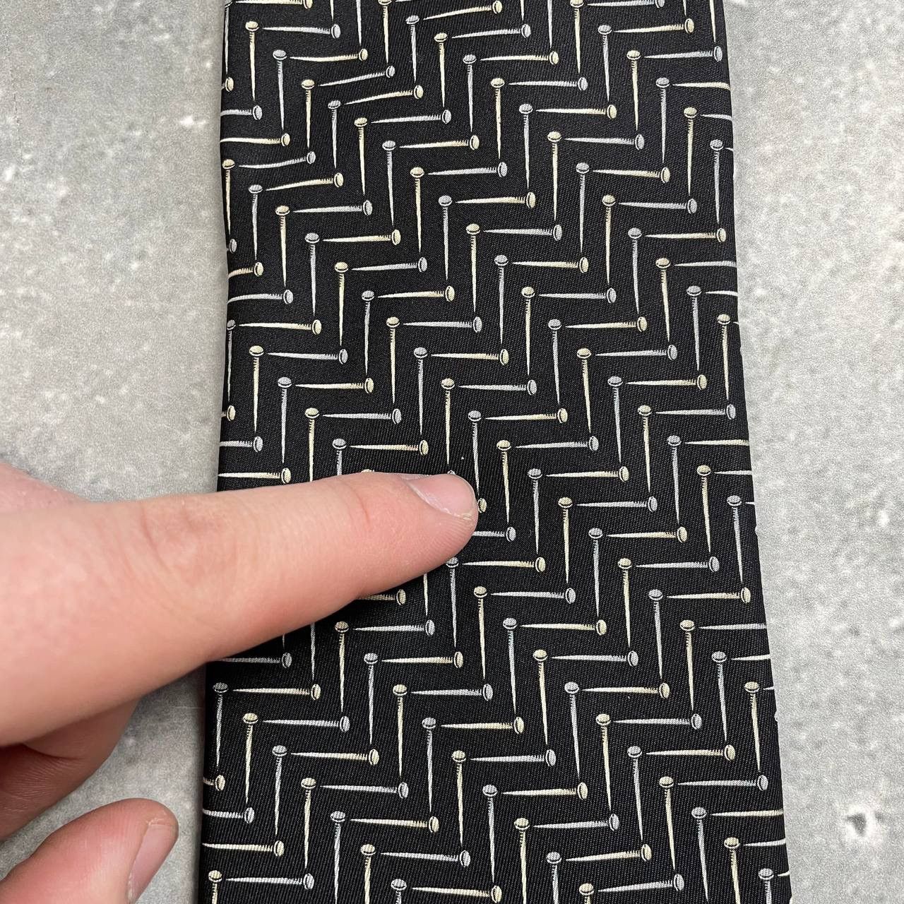 Designer × Gianfranco Ferre × Vintage Vintage Gianfranco Ferre Studio Nails Print Silk Tie Size ONE SIZE - 4 Thumbnail