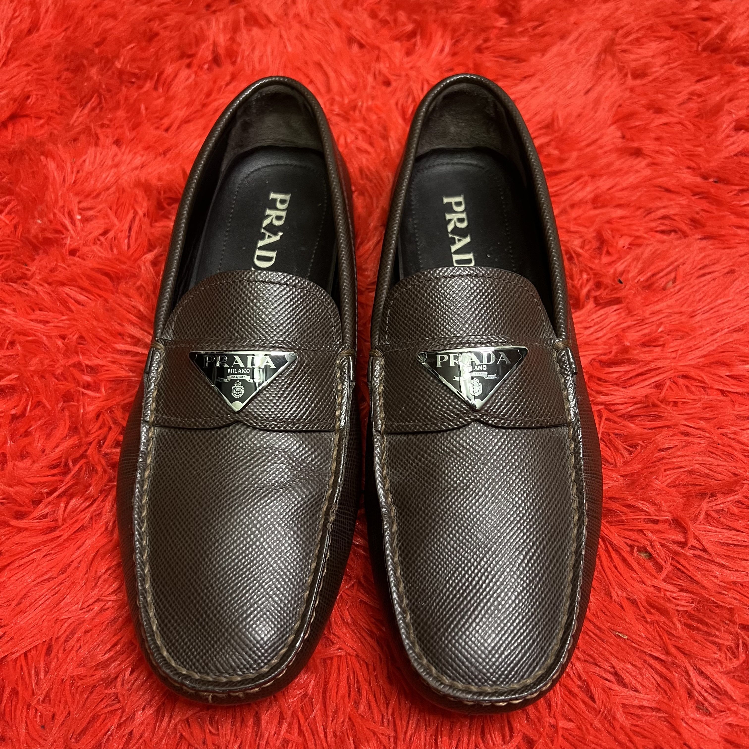 Prada Prada Saffiano Leather Loafers Brown Size US 7 / EU 40 - 4 Thumbnail