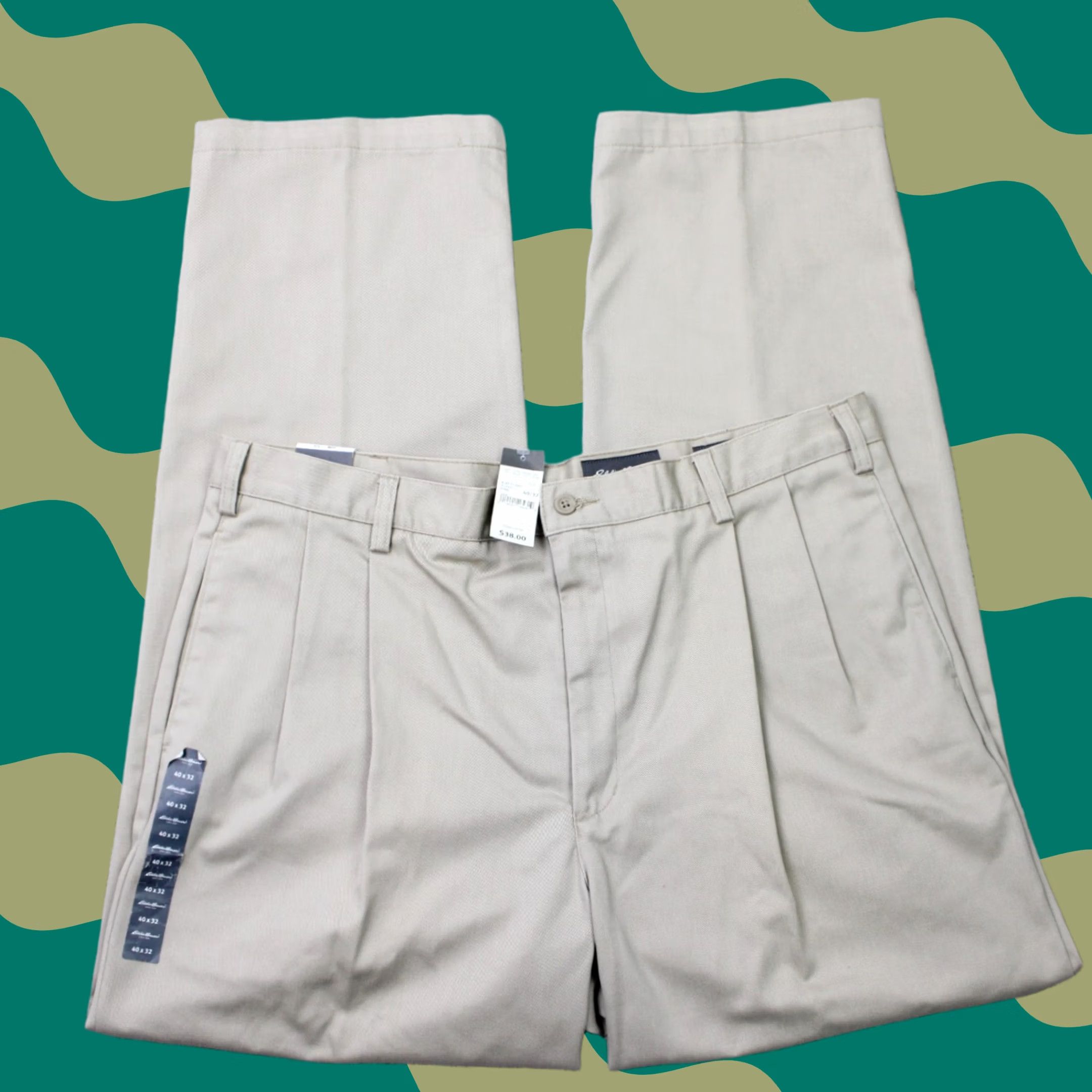 Eddie Bauer Eddie Bauer Chino Pants Mens 40x32 Beige NWT Slim/Regular Straight Front Wool Blend? Size US 40 / EU 56 - 1 Thumbnail