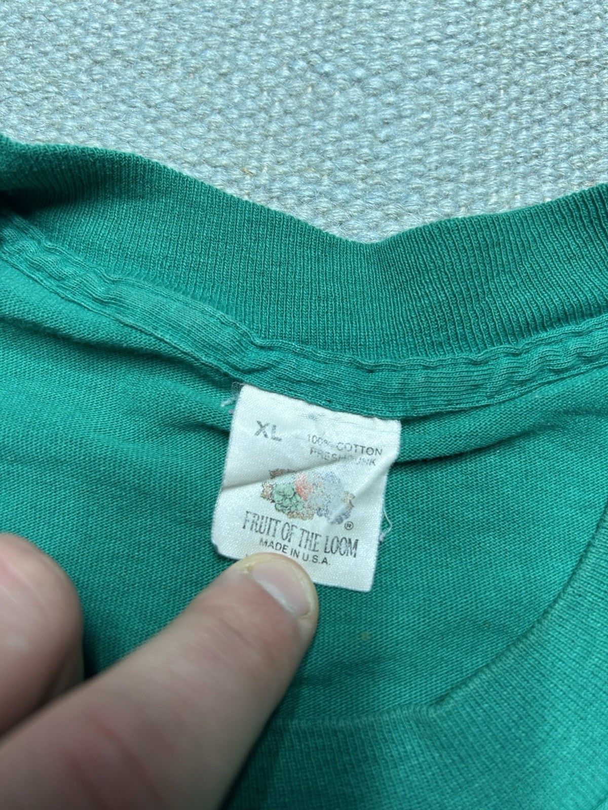 Vintage 80s pocket t shirt blank aqua green blue fruit of loom XL Size US XL / EU 56 / 4 - 5 Thumbnail