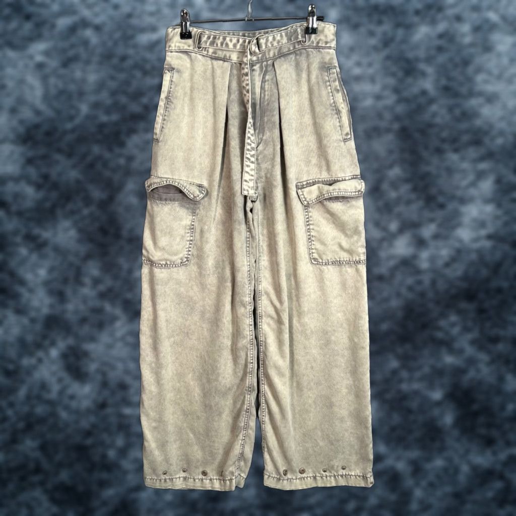Vintage Fabrique Cargo Pants Womens XS Grey High-Waisted Lightweight Lyocell Wide-Leg Pant Size 26" / US 2 / IT 38 - 1 Thumbnail