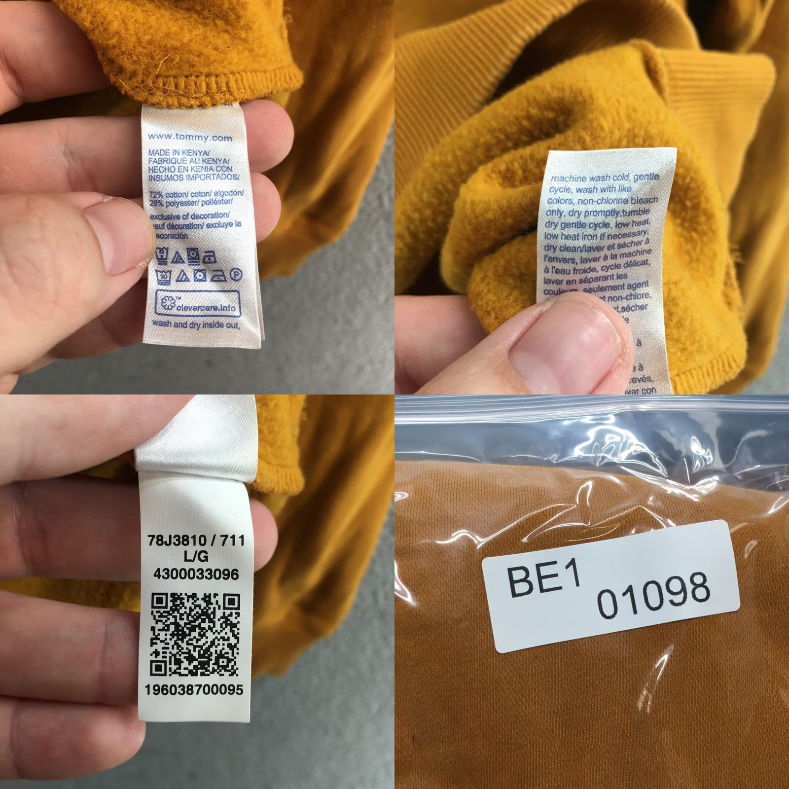 Tommy Hilfiger Tommy Hilfiger Sweatshirt Mens L Crew neck Mustard Yellow Flag Logo Pullover Size US L / EU 52-54 / 3 - 9 Thumbnail