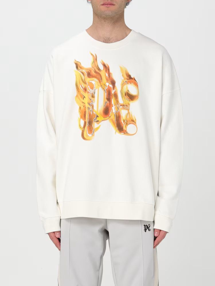 Palm Angels o1y0325 Logo Crewneck Sweatshirt in White Size US L / EU 52-54 / 3 - 1 Thumbnail