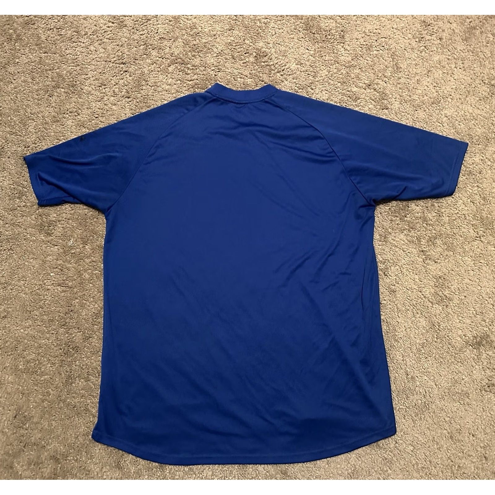 Nike VINTAGE Nike Soccer Jersey Mens XL Blue Striped Center Swoosh Team Issued Y2K Short Sleeve Crew Neck Jersey T-Shirt Regular Fit Activewear Size US XL / EU 56 / 4 - 5 Thumbnail