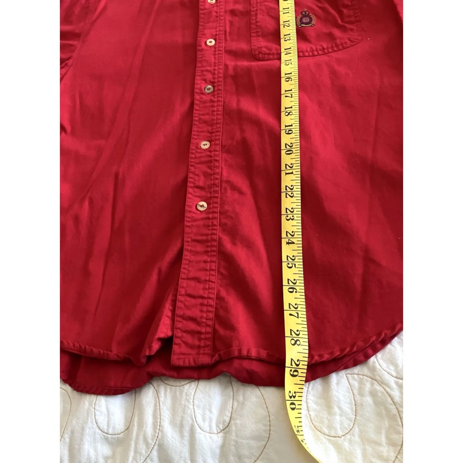 Bugle Boy VINTAGE Bugle Boy Shirt Men M Red Solid Short Sleeve Button-Down Embroidered Crest Pocket 90s Classic Size US M / EU 48-50 / 2 - 6 Thumbnail
