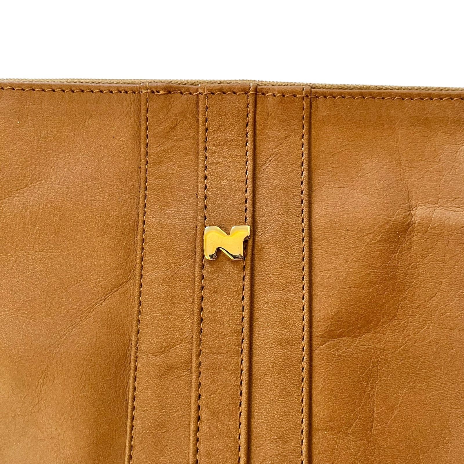 Nina Ricci × Vintage Nina Ricci Vintage Camel Tan Leather Wristlet Evening Bag Size ONE SIZE - 8 Thumbnail