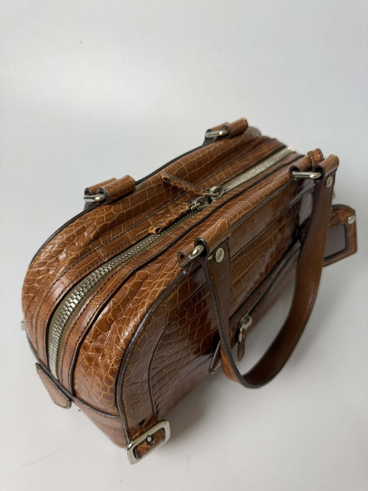 Prada Prada Brown Crocodile Bauletto Bag Size ONE SIZE - 10 Thumbnail