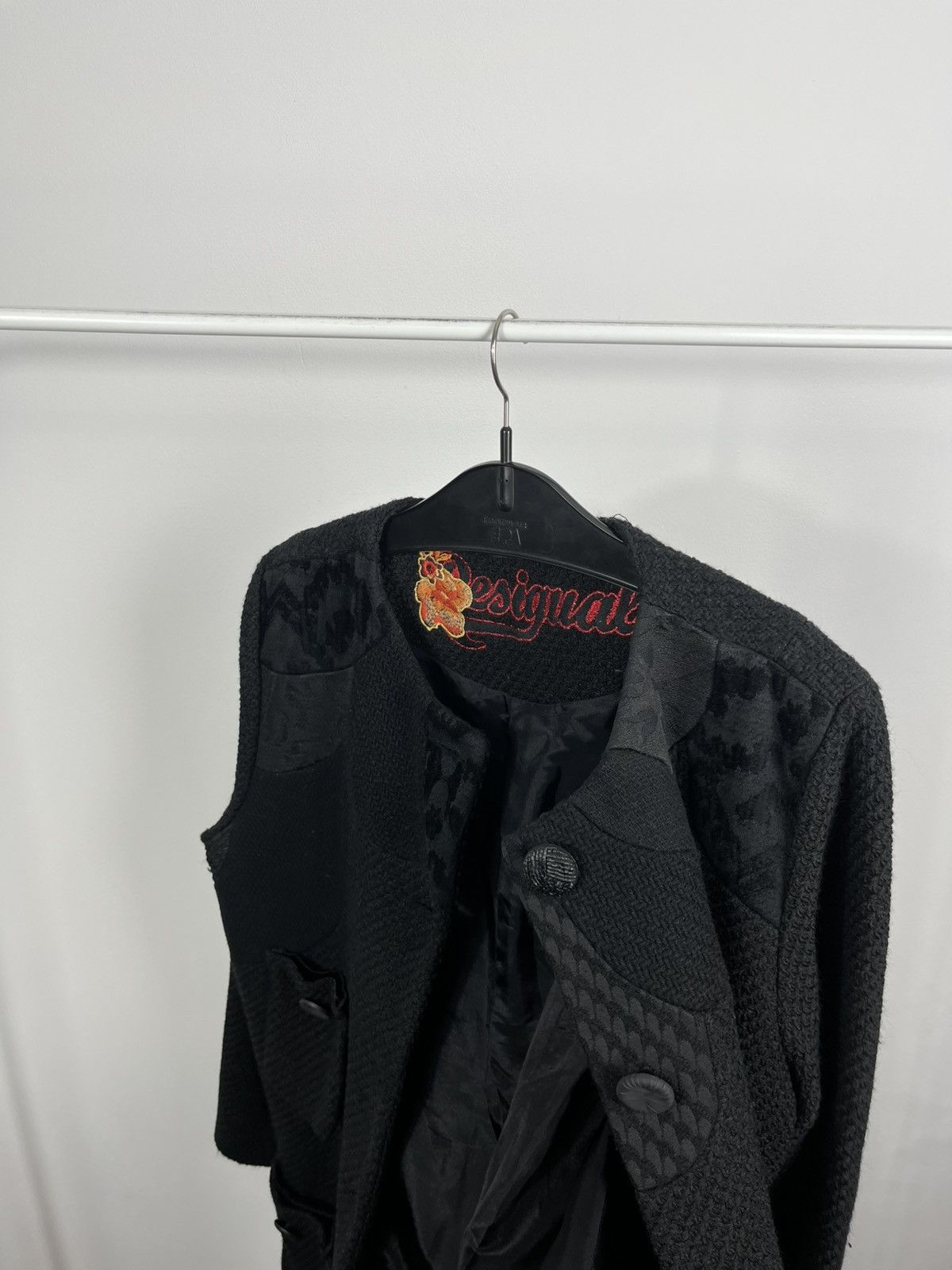 Desigual Desigual black textured long jacket with pockets size 46 Size XL / US 12-14 / IT 48-50 - 11 Thumbnail