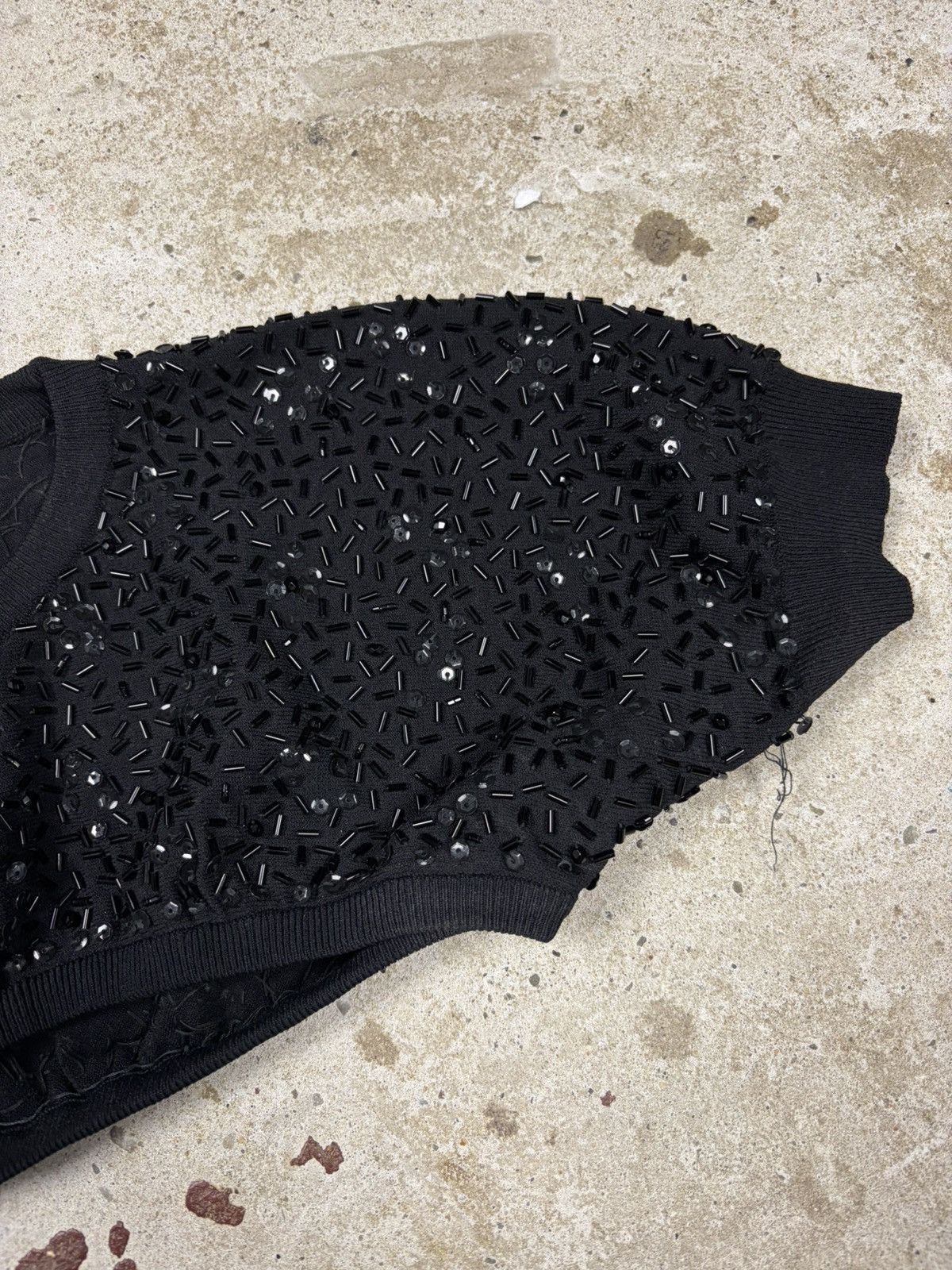 Dolce & Gabbana SS 1999 Dolce & Gabbana Runway Beaded Black Ultra Crop Top Size M / US 6-8 / IT 42-44 - 5 Thumbnail