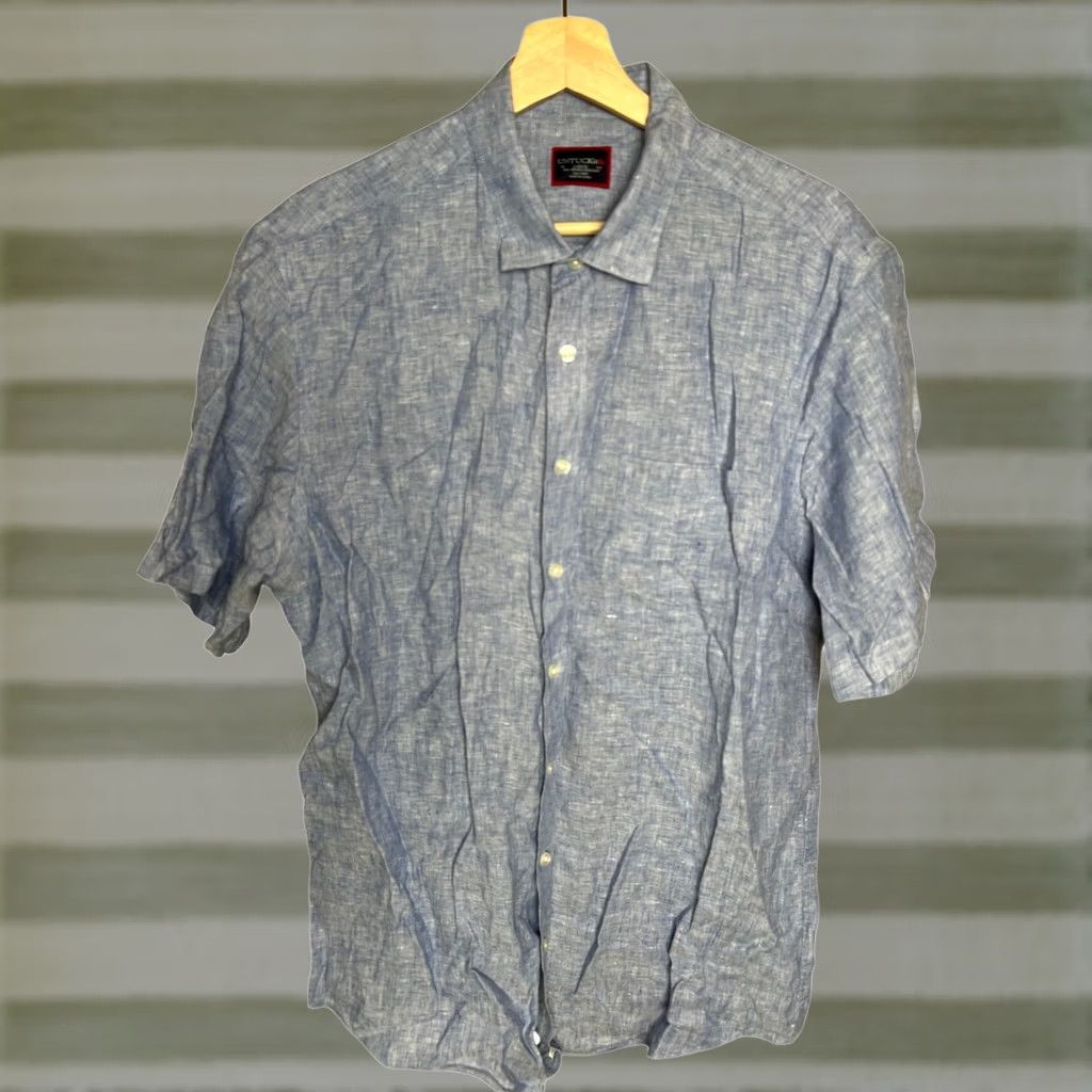UNTUCKit UNTUCKit L Blue Button Down Valente 100% Linen Mens Size US L / EU 52-54 / 3 - 1 Thumbnail