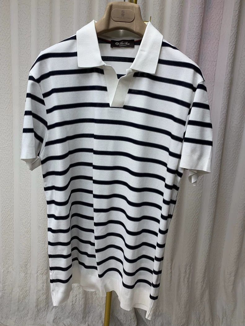 Loro Piana LORO PIANA size52 White black fine striped sea soul beads f Size US XL / EU 56 / 4 - 7 Thumbnail