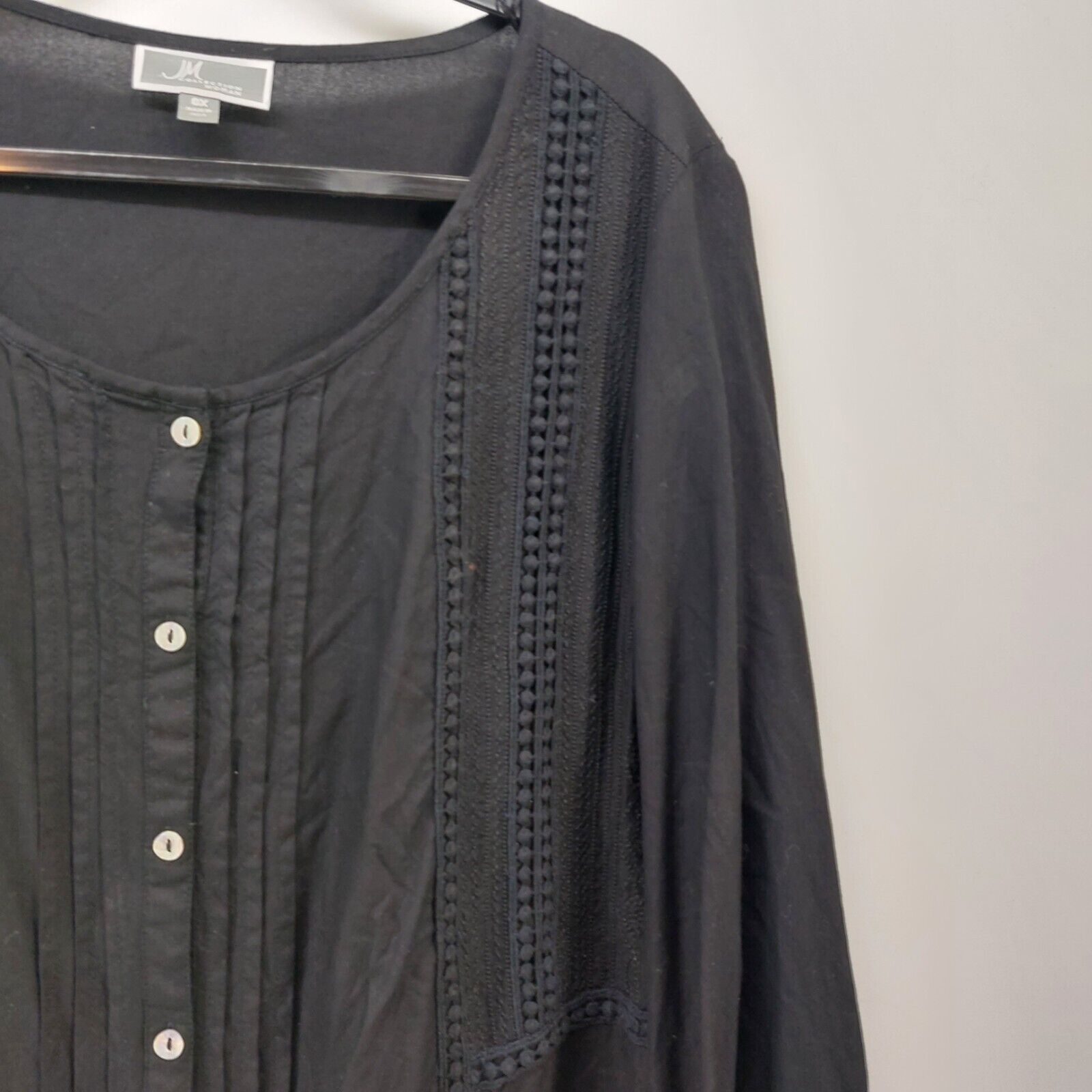 Other JM Collection Womens Black 3/4 Sleeve Blouse Pleated Button Size XL / US 12-14 / IT 48-50 - 16 Thumbnail
