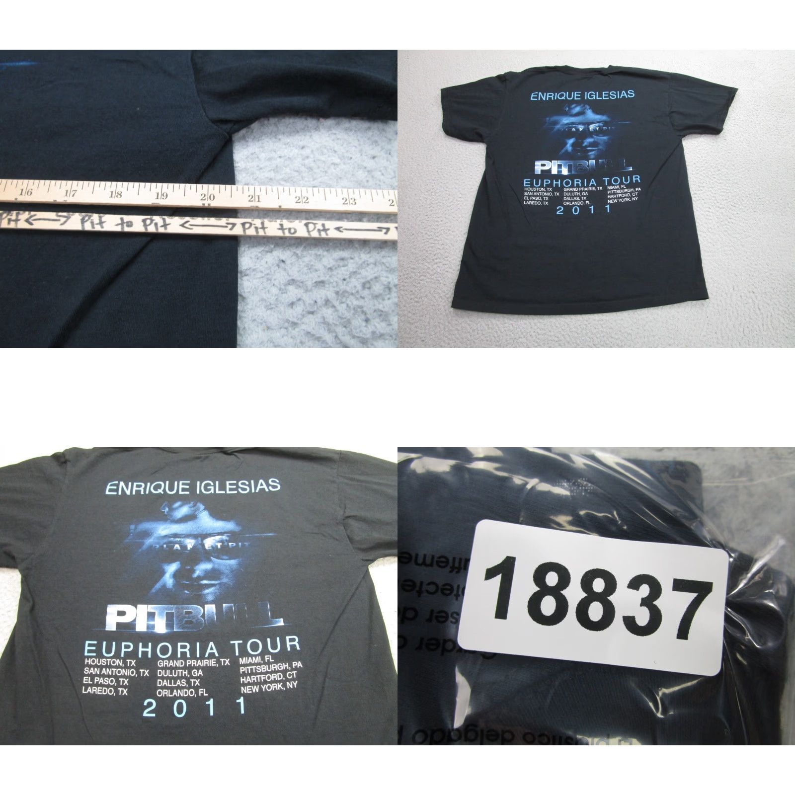 Gildan VINTAGE Enrique Iglesias Graphic Shirt Adult Large Black 2011 Euphoria Tour Mens Size US L / EU 52-54 / 3 - 8 Thumbnail