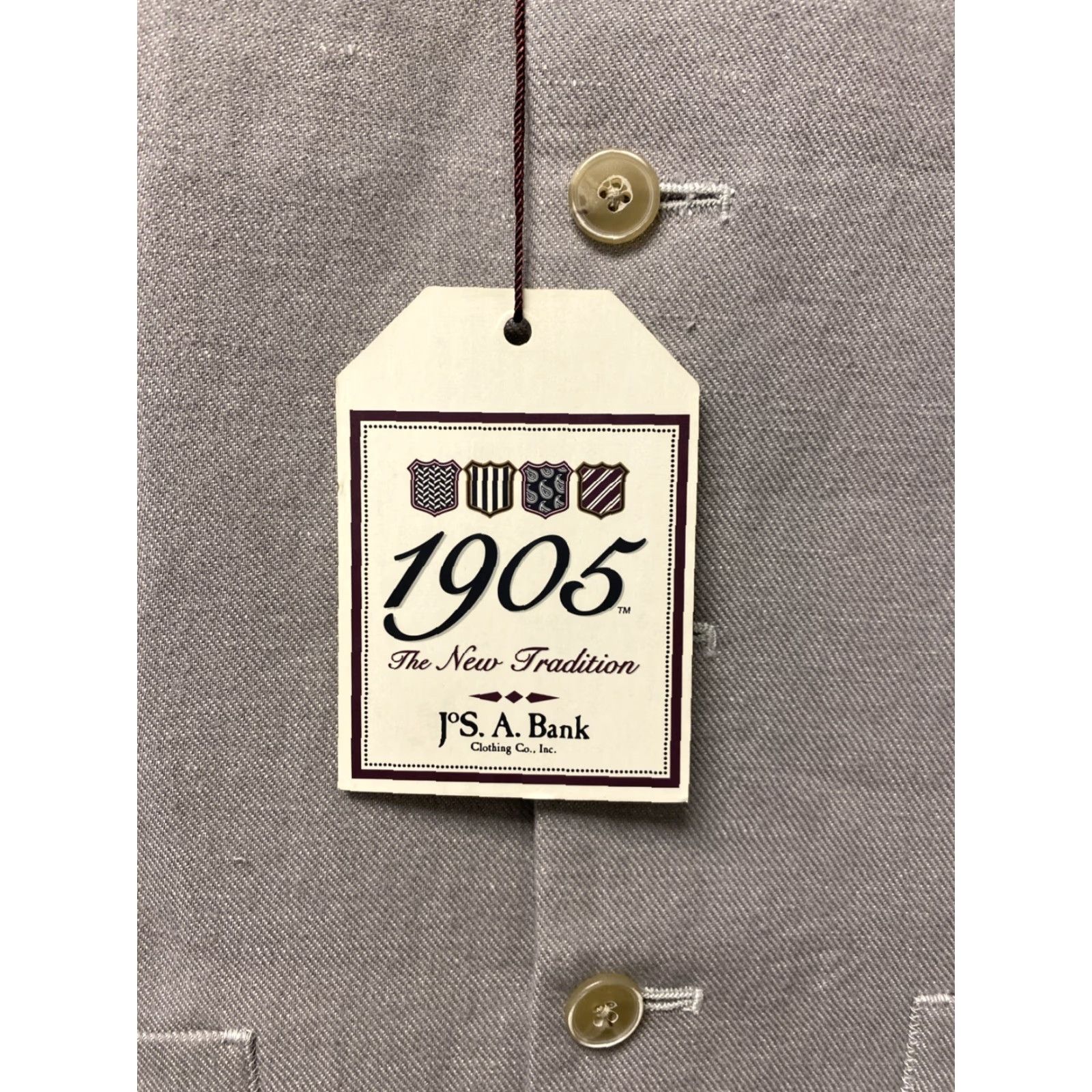Vintage Jos A Bank Vest Jacket Mens Small Gray NWT 14034 Dress Vest Waistcoat Cotton Linen Solid Polyester Insulation Limited Edition Size US S / EU 44-46 / 1 - 2 Thumbnail